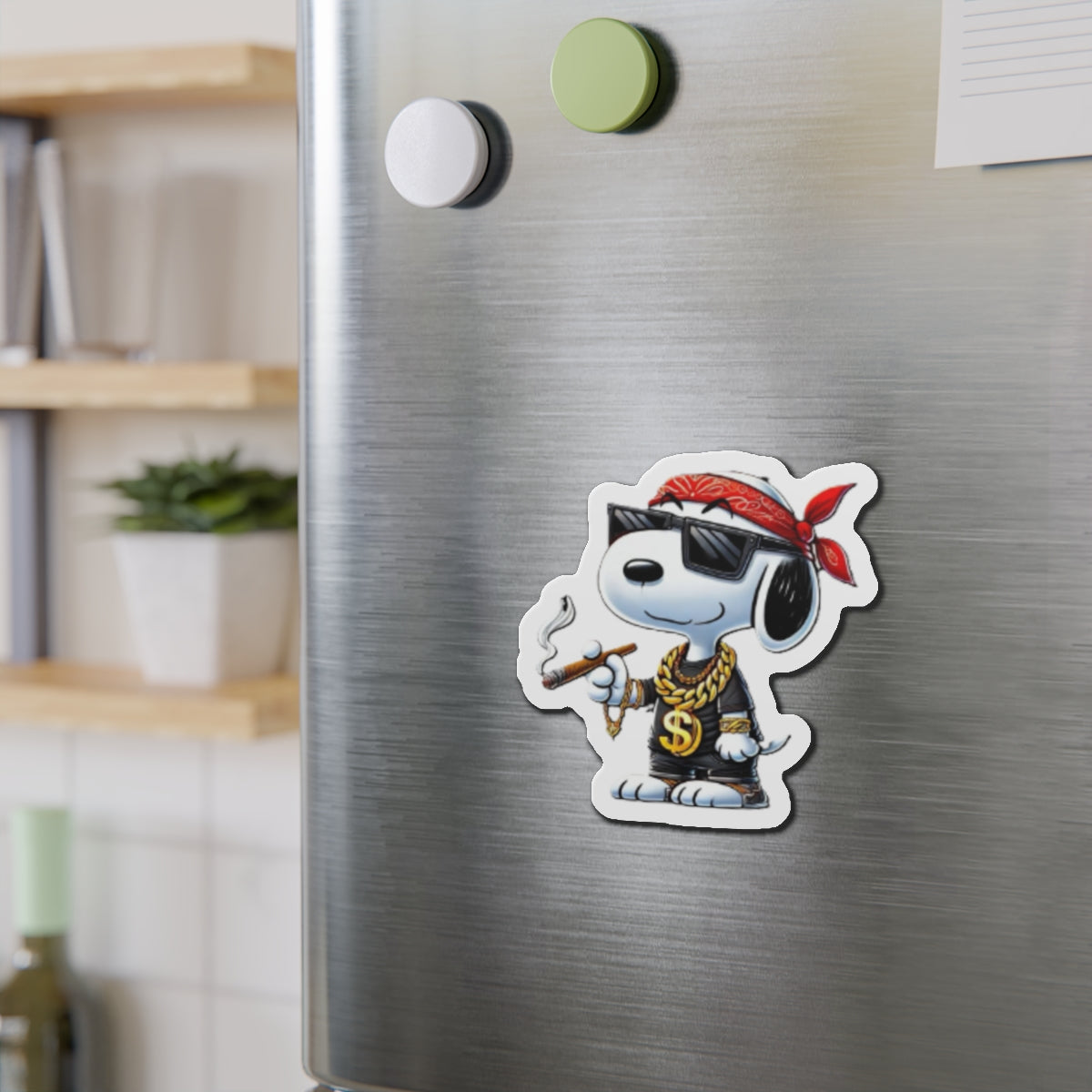 Cool Snoopy- Dog Wearing Bandana die-cut magnet | Cartoon Character Magnet