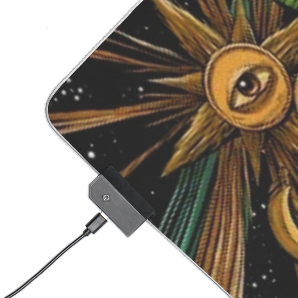 Psychedelic Monkey Laser Eyes LED Gaming Mouse Pad | RGB Desk Mat