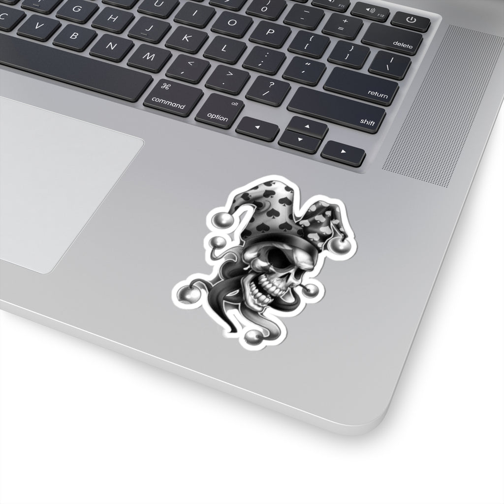 Jester Skull Stickers - Cool Laptop Decal, Goth Aesthetic Art, Dark Humor Gift, Halloween Decor, Unique Punk Accessories