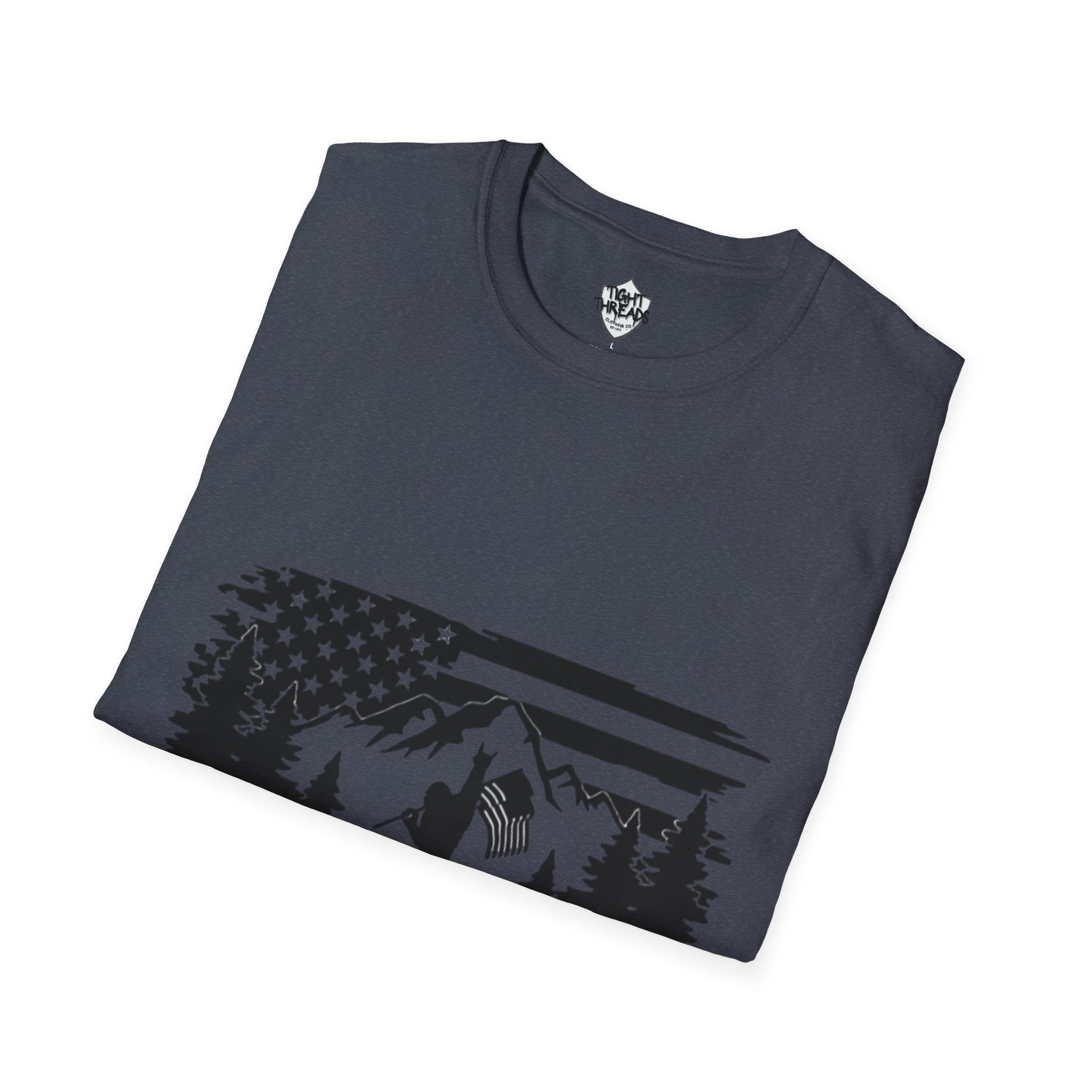 Bigfoot Forest Flag T-Shirt | Sasquatch Hiking Mountain Tee