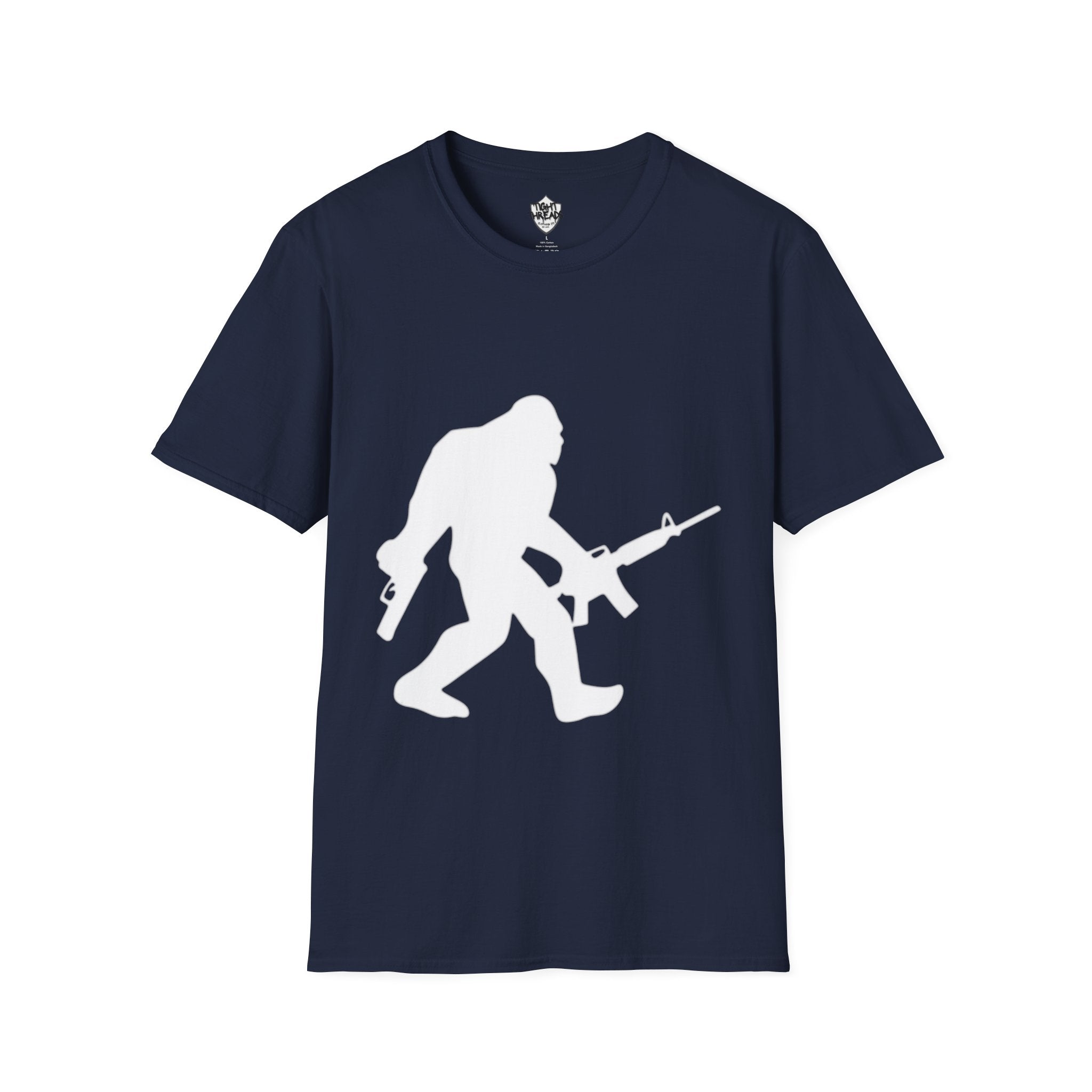Sasquatch with Rifle T-Shirt | Bigfoot Hunting Silhouette Tee