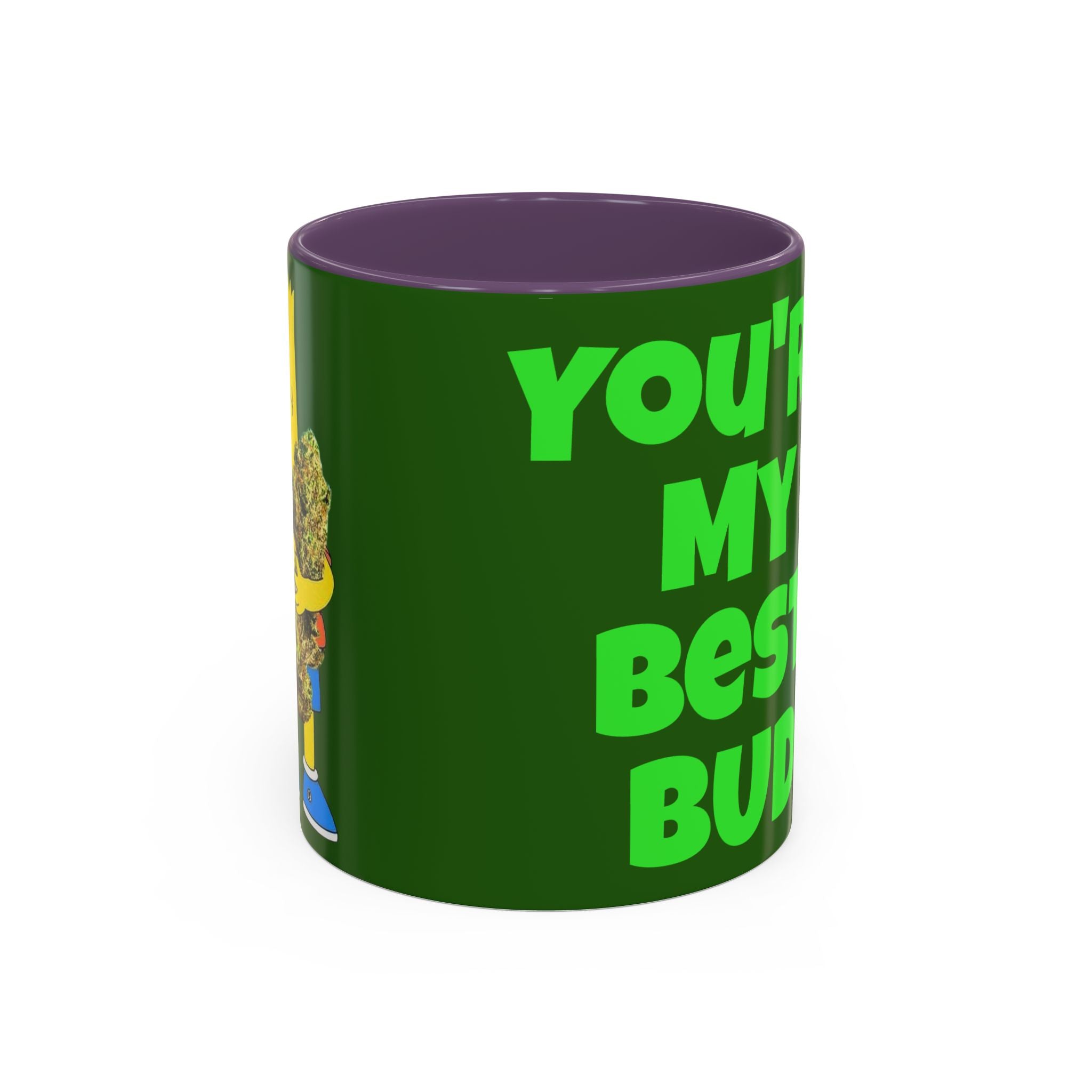 Leafy Green Lettering Accent Coffee Mug 11oz 15oz | Forest Background, Contrasting Handle