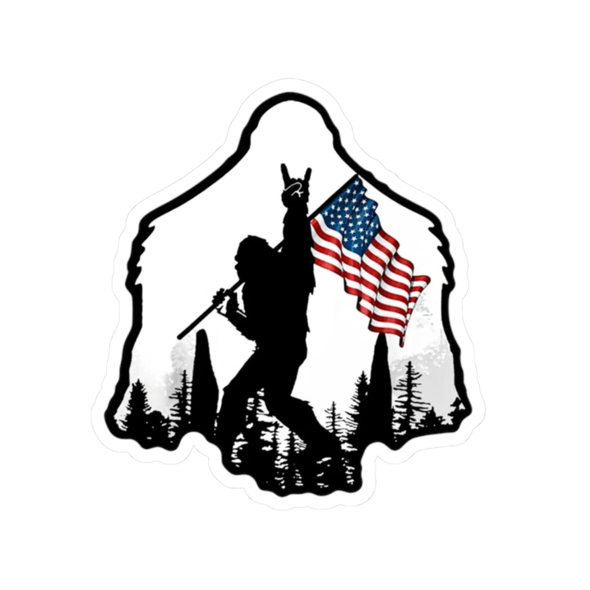 Soldier Silhouette with American Flag Sticker | Kiss-Cut Vinyl