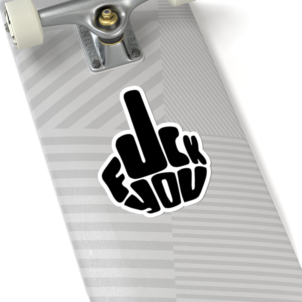 Middle Finger Graphic Sticker | Kiss-Cut Sticker, Profanity Design, Black White