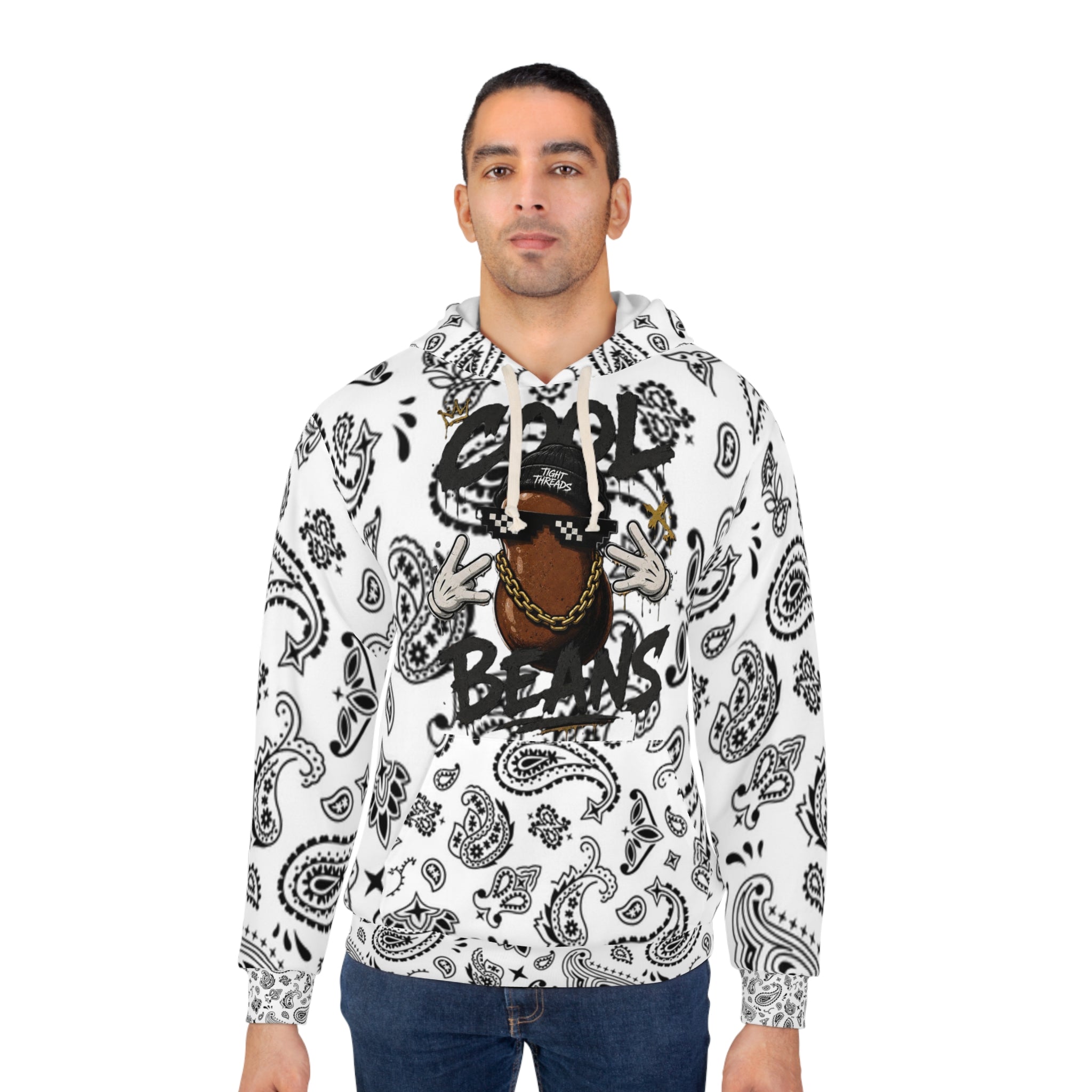 Cool Beans Bandana Paisley Pattern Hoodie | Cool Beans Bean, Tight Threads Beanie, Dope Graphic