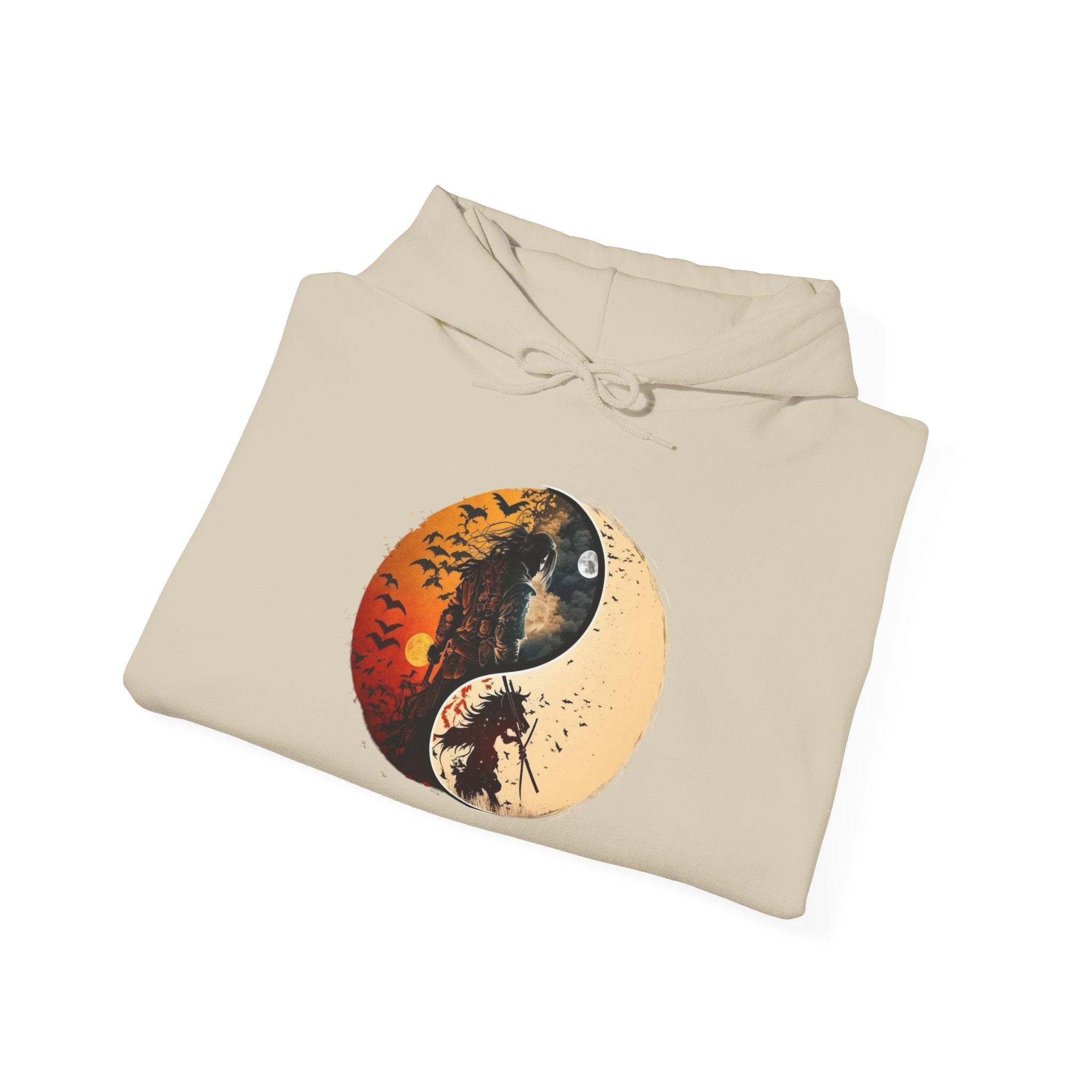 Yin Yang Samurai Hoodie - Cozy Streetwear, Unisex Fashion, Meditation Gift, Casual Wear, Spiritual Apparel