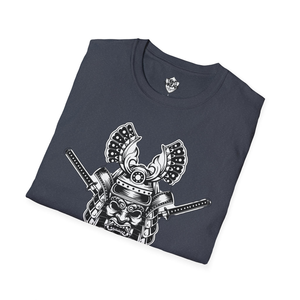 Samurai Skull Graphic T-Shirt, Unisex Softstyle Tee, Edgy Streetwear, Perfect for Anime Fans, Casual Wear, Birthday Gift