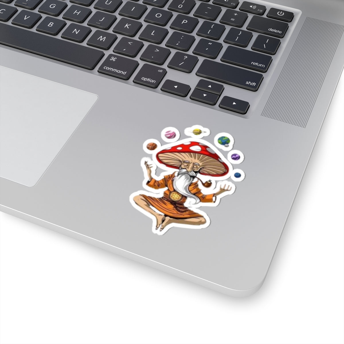 Meditative Mushroom Guru Kiss-Cut Stickers, Unique Decor, Journal Accessories, Laptop Stickers, Gift Ideas