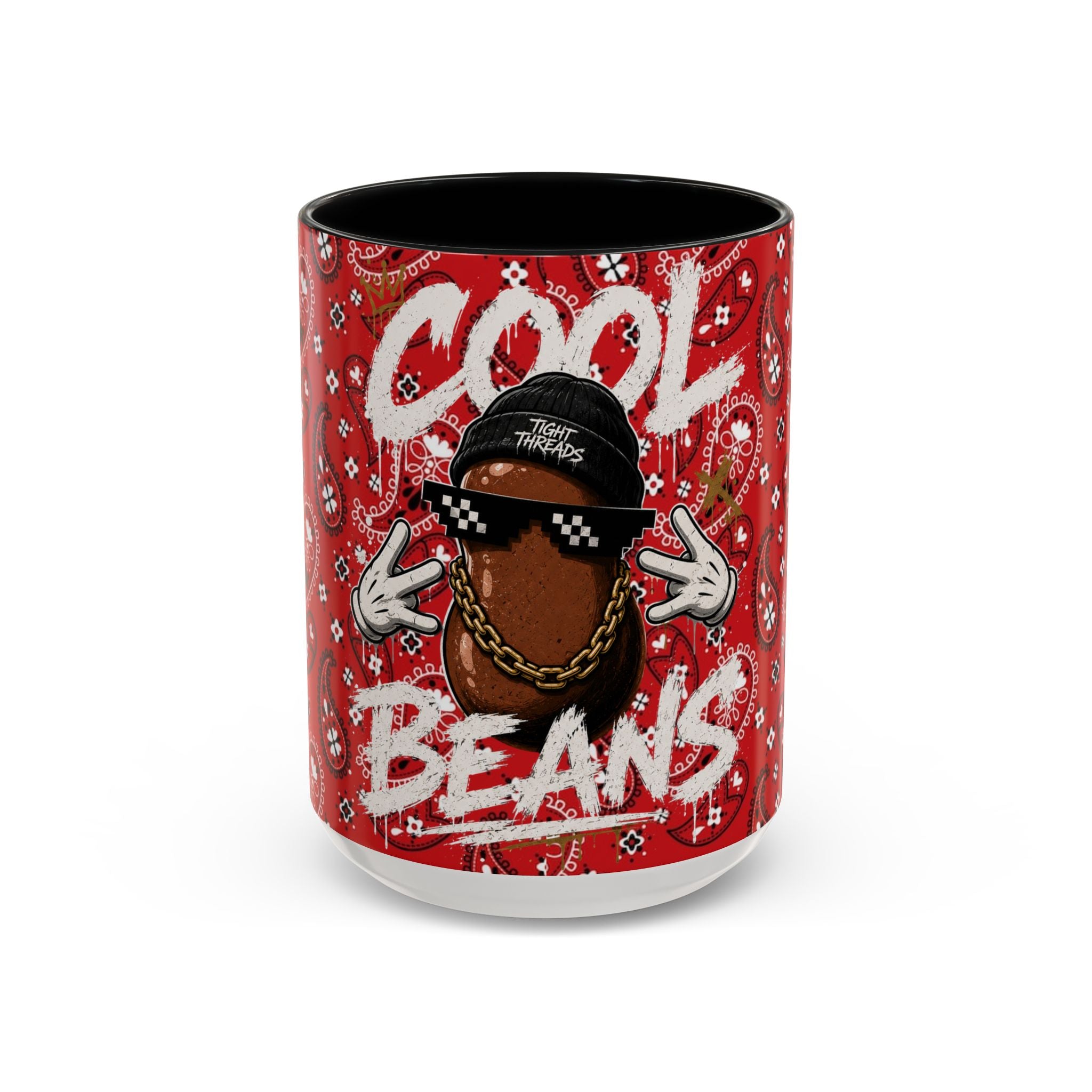 Cool Beans Mug | Red Bandana Coffee Cup, Hip-Hop Bean Graphic 11oz 15oz