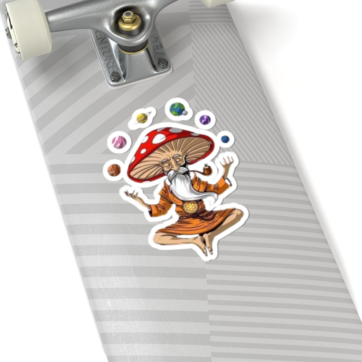 Meditative Mushroom Guru Kiss-Cut Stickers, Unique Decor, Journal Accessories, Laptop Stickers, Gift Ideas