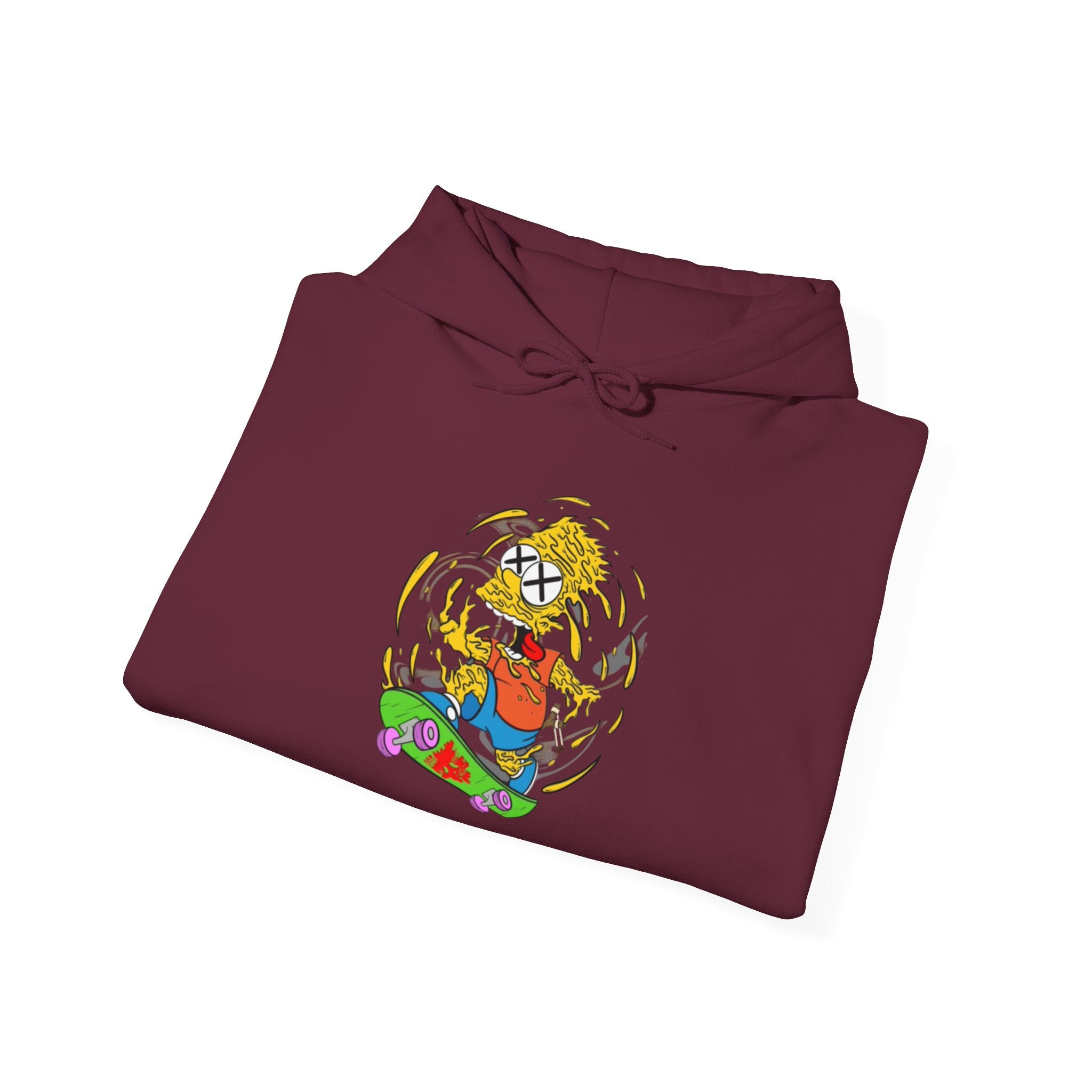Warping Bart Simpson Skateboarding Hoodie | Retro Skateboard Illustration