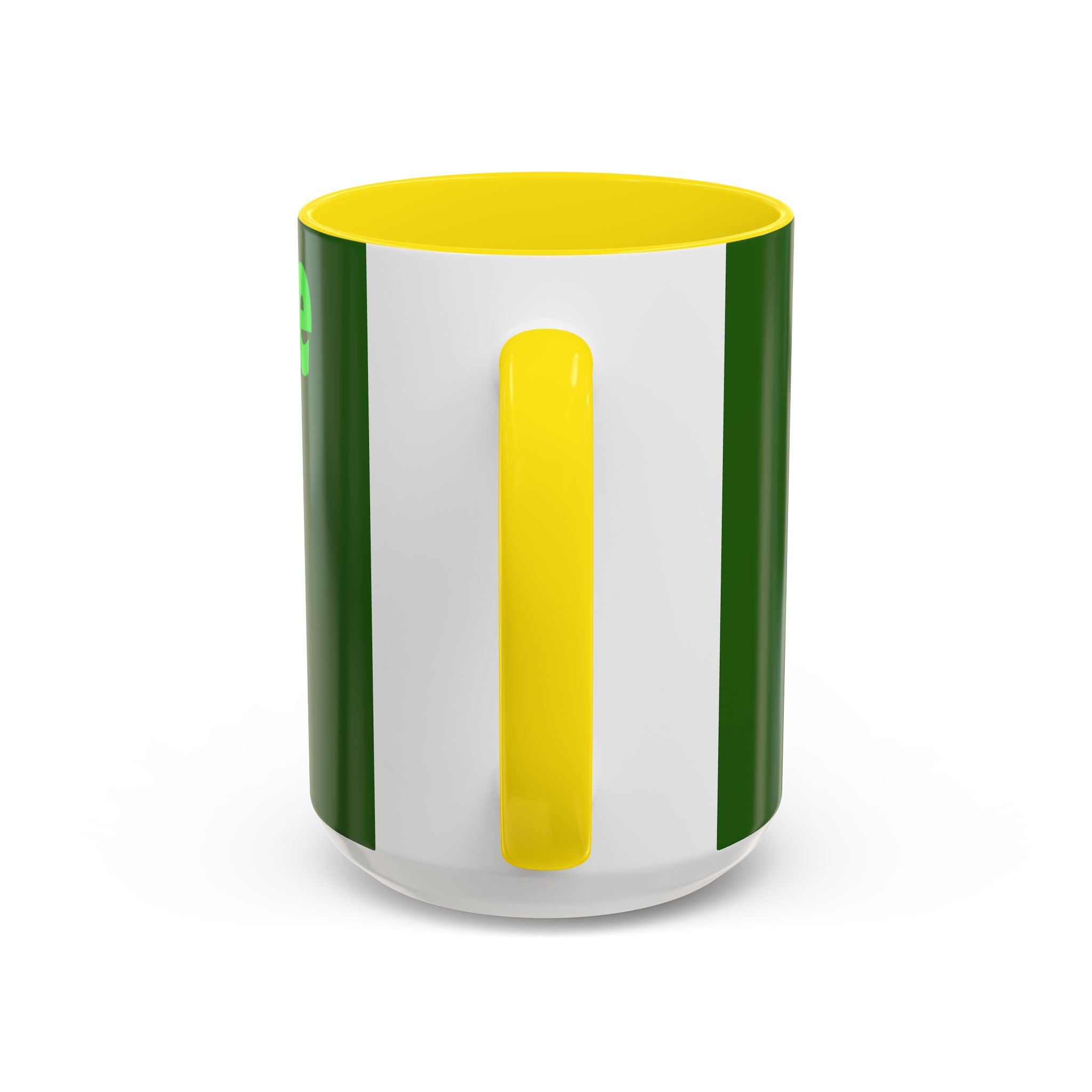 Leafy Green Lettering Accent Coffee Mug 11oz 15oz | Forest Background, Contrasting Handle