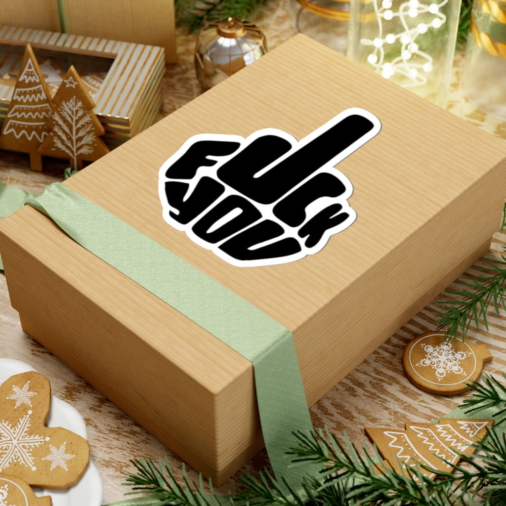 Middle Finger Graphic Sticker | Kiss-Cut Sticker, Profanity Design, Black White