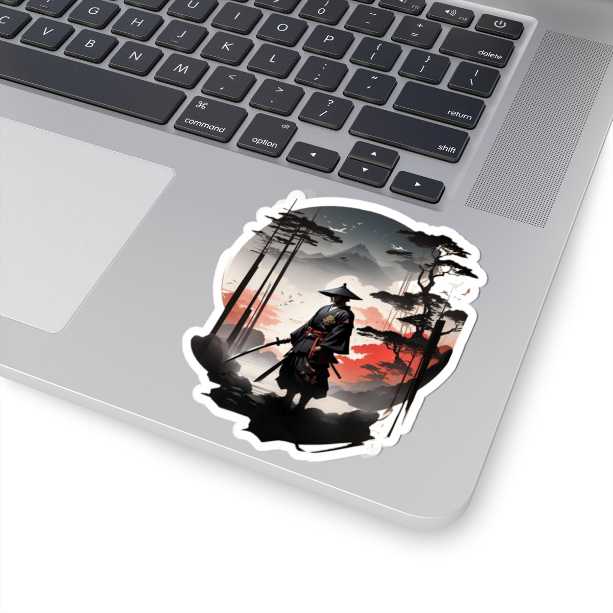 Samurai Silhouette Kiss-Cut Stickers | Japanese Landscape, Mountain & Sunset