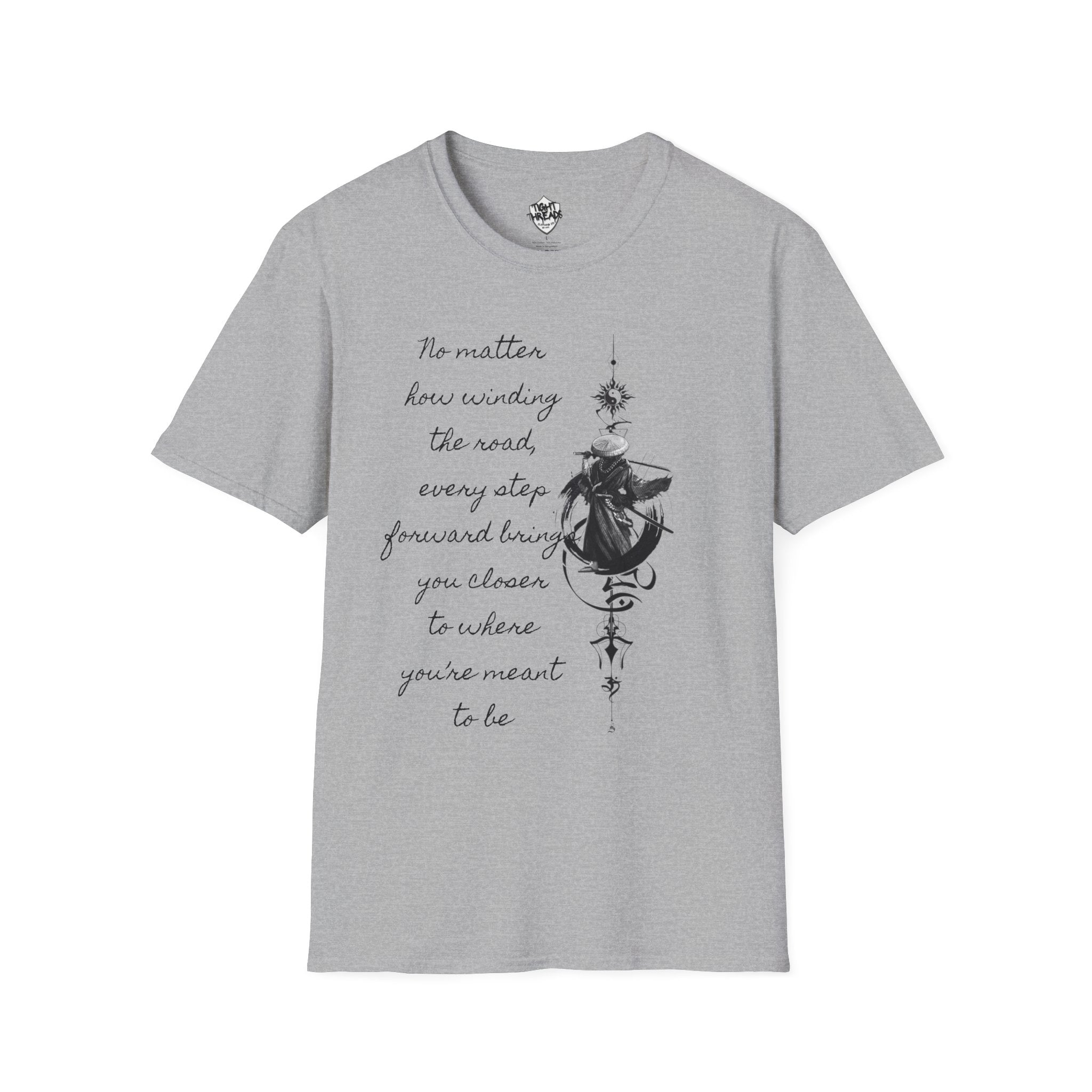 Samurai Unalome Inspirational Quote T-Shirt, Motivational Tee, Unique Graphic Shirt, Gift for Friends, Casual Wear, Unisex Softstyle Tee
