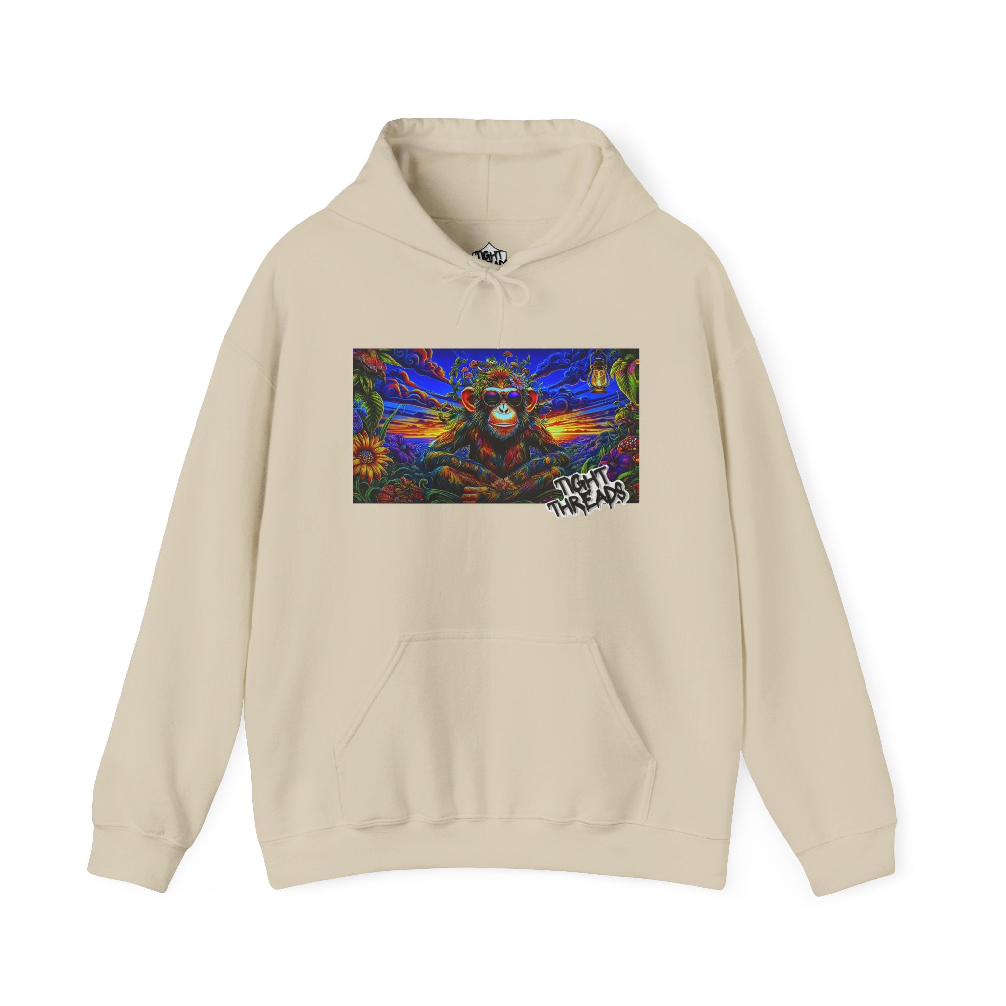 Colorful Cool Monkey Artistic Hoodie, Graphic Sweatshirt, Beach Vibe, Casual Streetwear, Cozy Gift, Unisex Hooded Sweatshirt