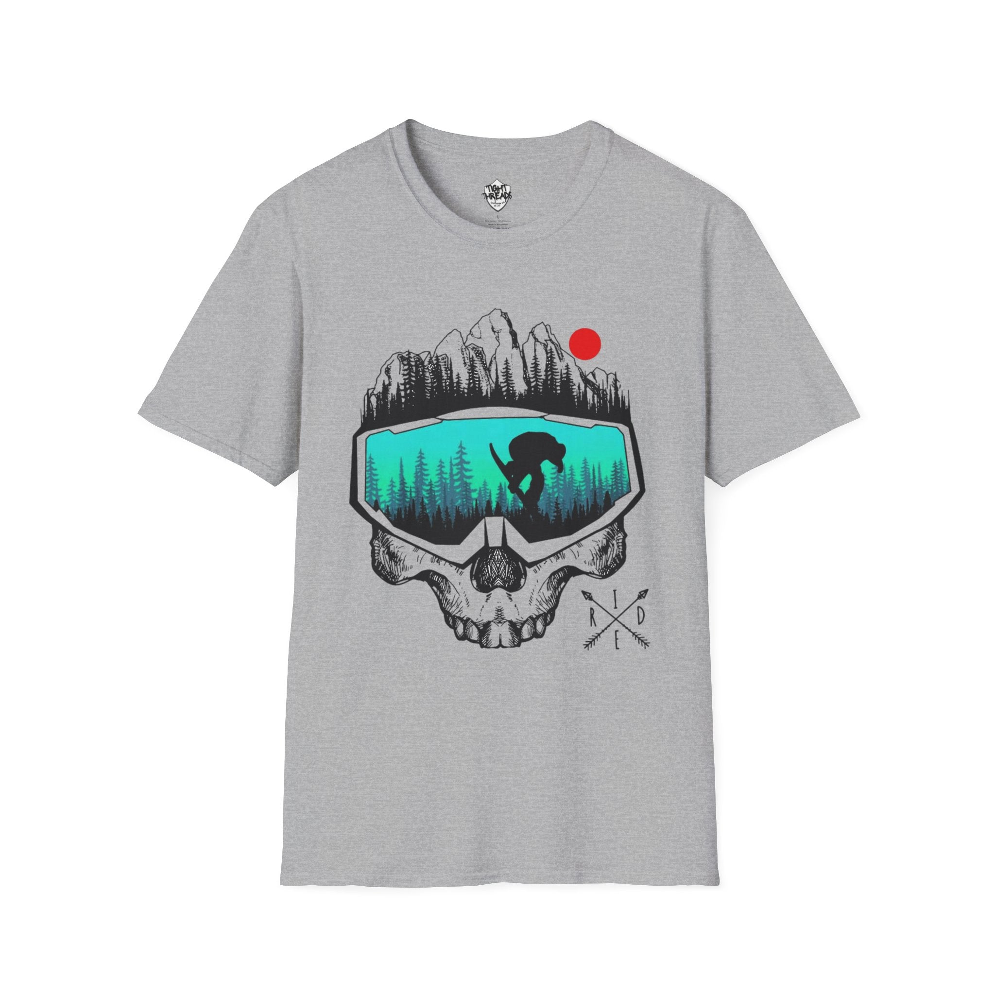 Snowboard Skull T-Shirt - Cool Adventure Graphic Tee for Outdoor Enthusiasts, Summer Festivals, Gift for Him/Her, Casual Wear, Nature tee