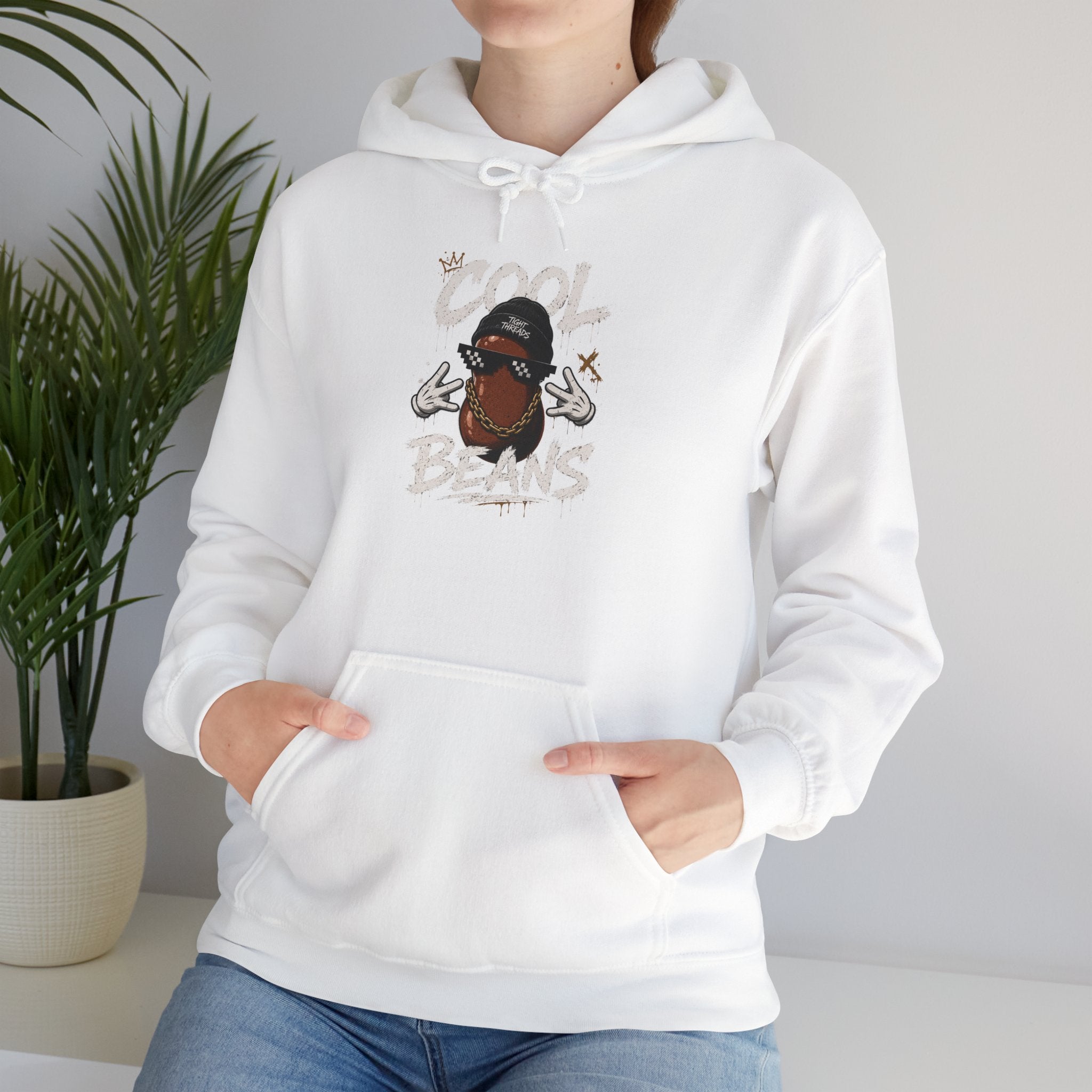 Cool Beans Hoodie — Funny Cartoon Coffee Bean Graphic Pullover