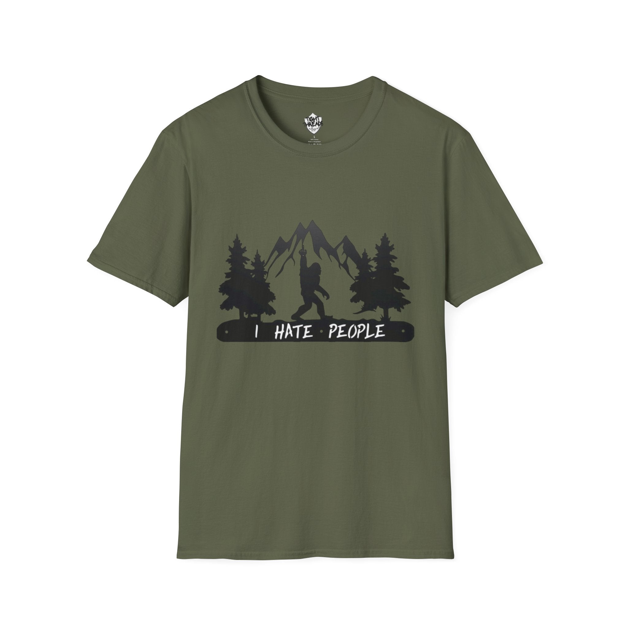 Bigfoot I Hate People mountain silhouette T-Shirt | hiker outdoors trees