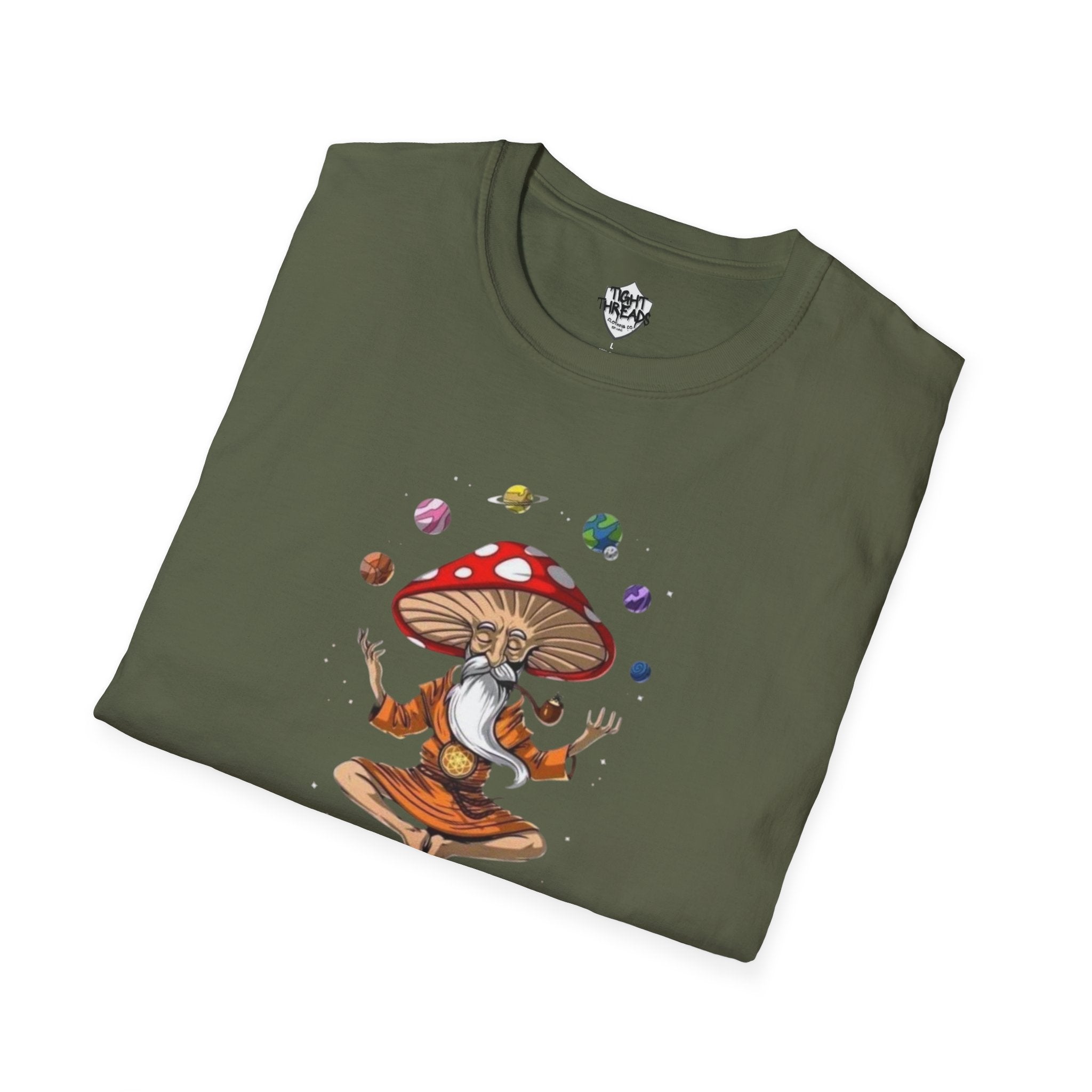 Mushroom Meditation Tee | Unisex Softstyle T-Shirt, Trendy Graphic Tee, Casual Wear, Nature Lover Gift, Relaxation Shirt, Festival Apparel
