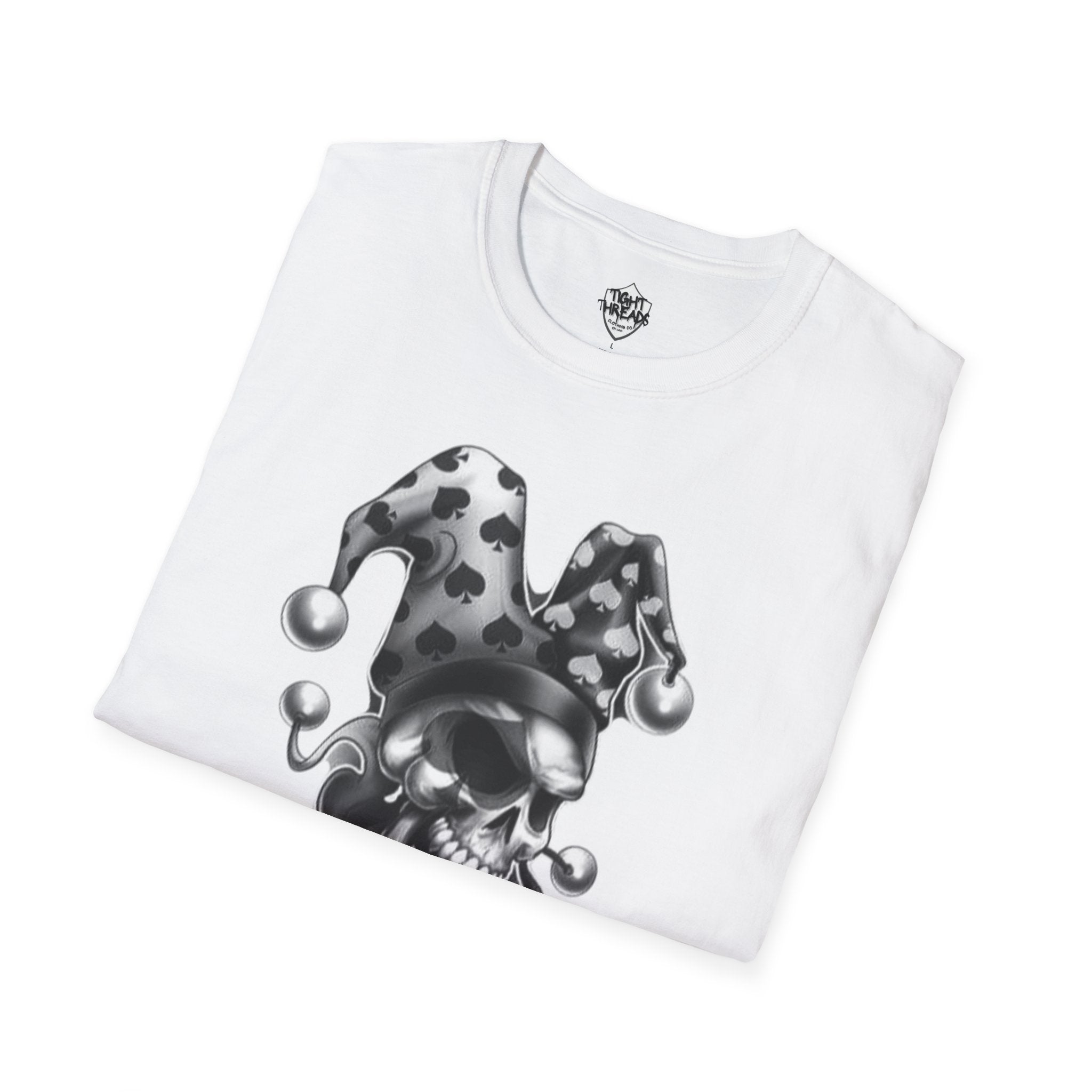Skull Jester Tee - Unisex Softstyle T-Shirt, Halloween Costume Tee, Graphic Tee, Funny Shirt, Unique Gift for Him/Her