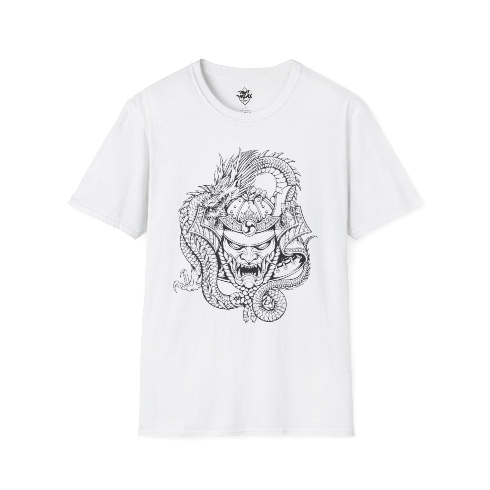 Dragon Oni Graphic Unisex Softstyle T-Shirt, Casual Wear, Gift for Him/Her, Festival Outfit, Anime Lover Tee, Unique Art Shirt