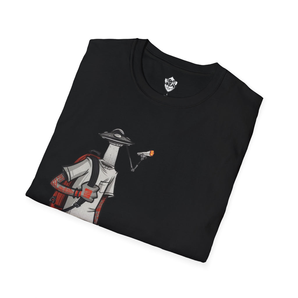 UFO Head Smokin Graffiti Street Art Unisex T-Shirt, Urban Graphic Tee, Unique Gift, Casual Style, Everyday Wear