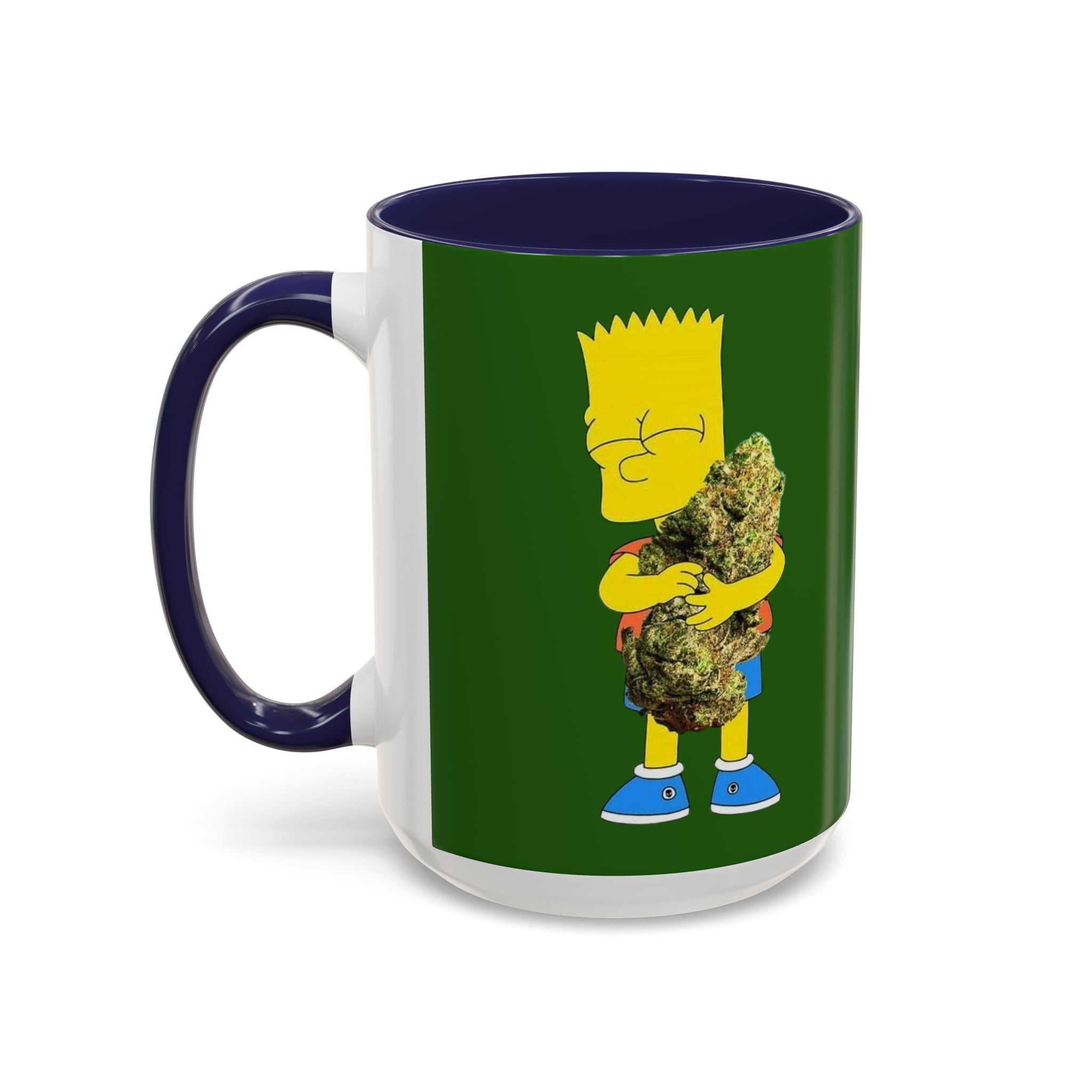 Leafy Green Lettering Accent Coffee Mug 11oz 15oz | Forest Background, Contrasting Handle