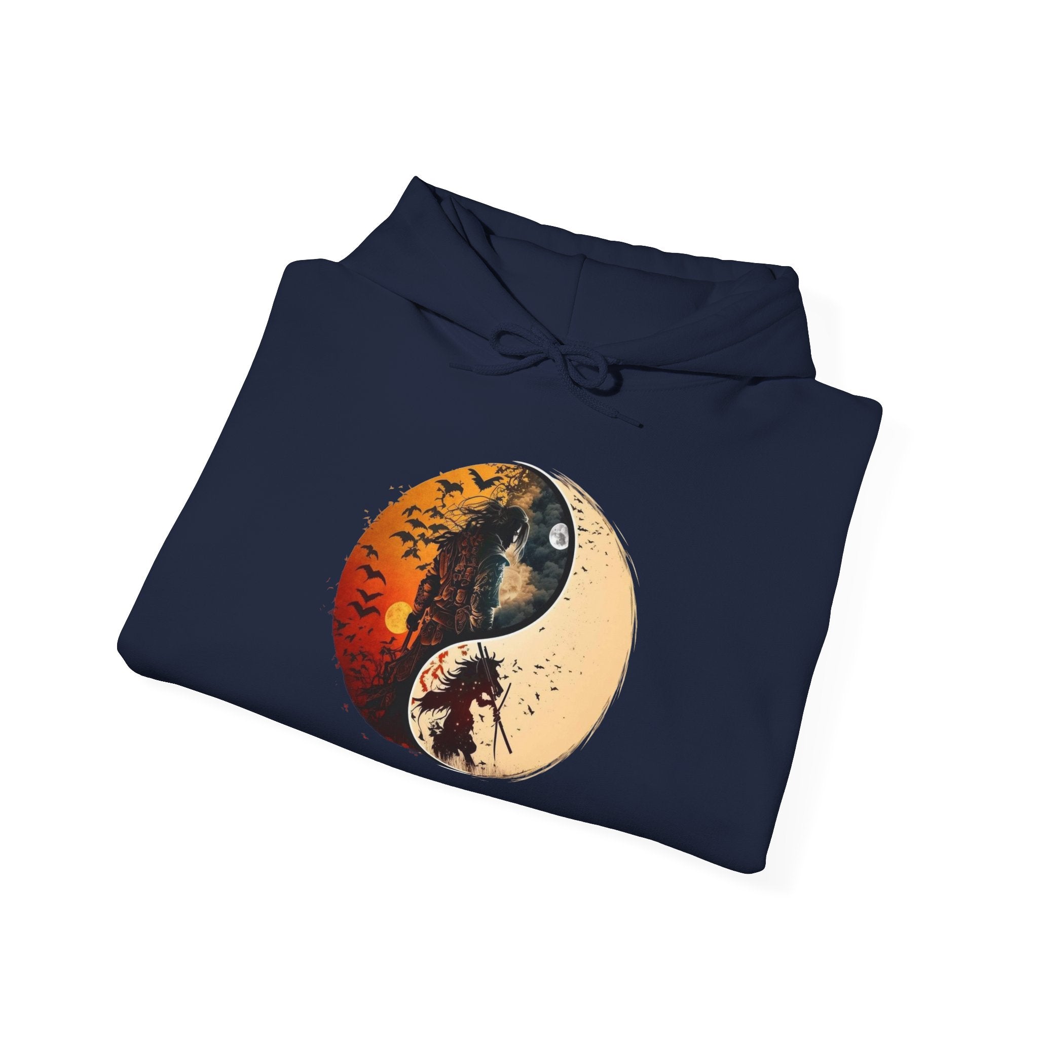 Yin Yang Samurai Hoodie - Cozy Streetwear, Unisex Fashion, Meditation Gift, Casual Wear, Spiritual Apparel