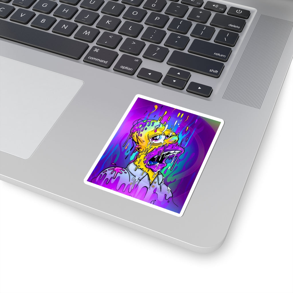 Melting Homer Head Kiss-Cut Sticker | Psychedelic Drip Art