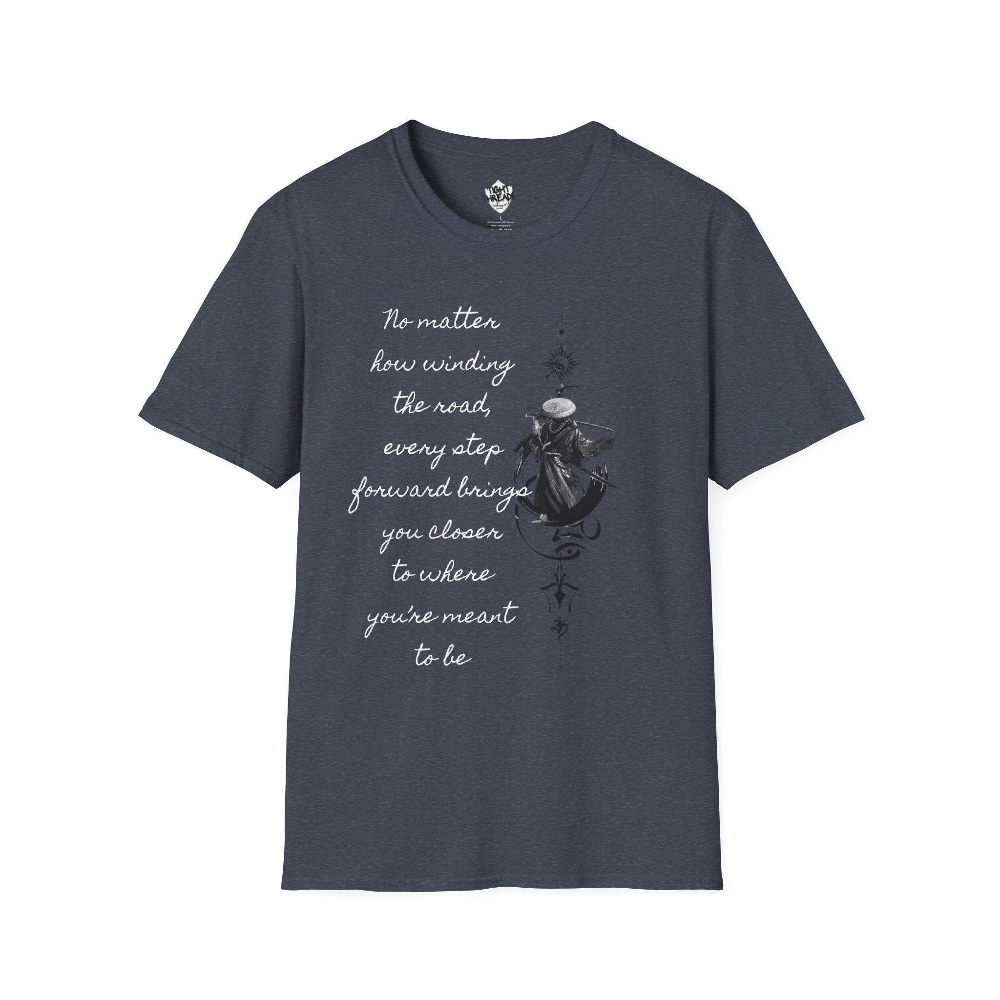 Samurai Unalome Inspirational Quote T-Shirt, Motivational Tee, Unique Graphic Shirt, Gift for Friends, Casual Wear, Unisex Softstyle Tee
