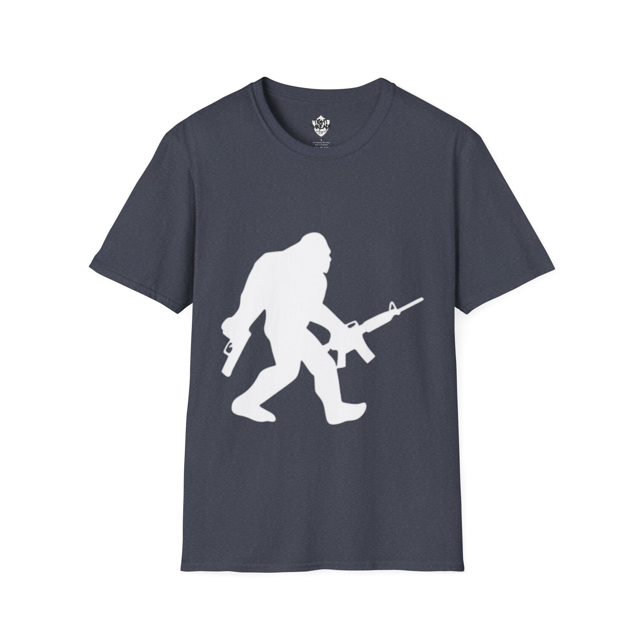 Sasquatch with Rifle T-Shirt | Bigfoot Hunting Silhouette Tee