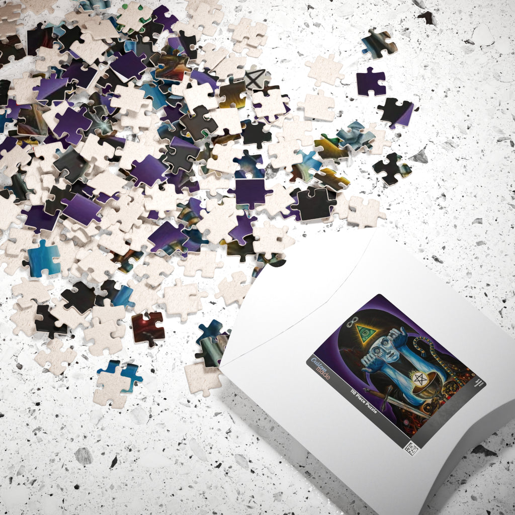 Occult Tarot Illustration Puzzle 520 Piece | Mystic Eye Pentagram Chalice Puzzle