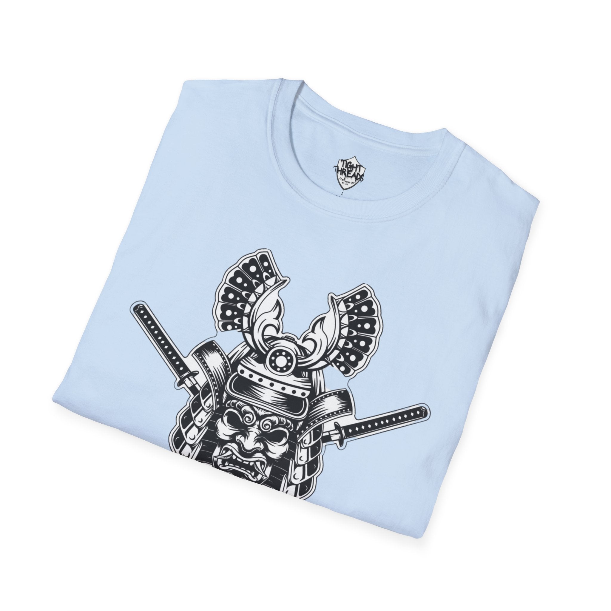 Samurai Skull Graphic T-Shirt, Unisex Softstyle Tee, Edgy Streetwear, Perfect for Anime Fans, Casual Wear, Birthday Gift