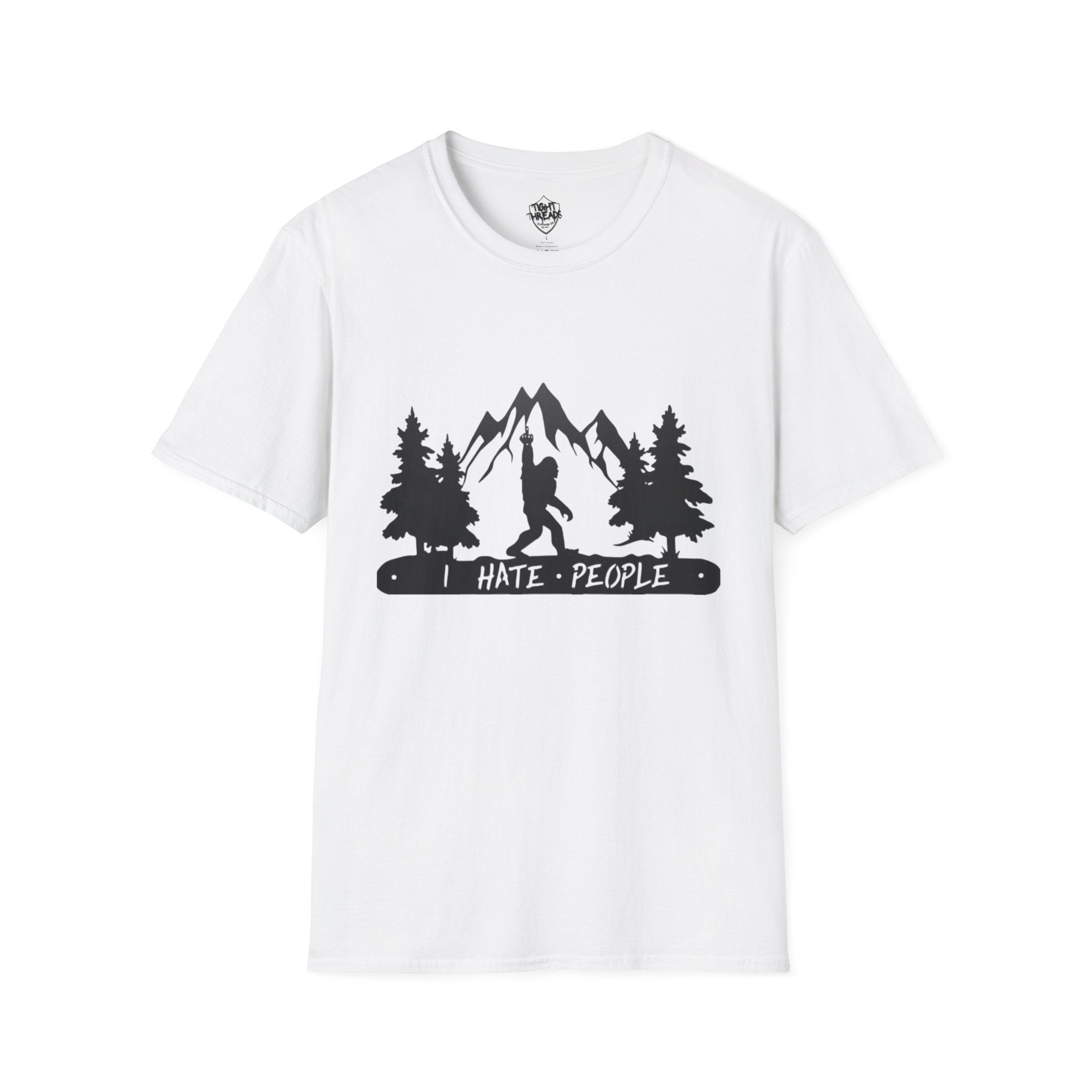 Bigfoot I Hate People mountain silhouette T-Shirt | hiker outdoors trees