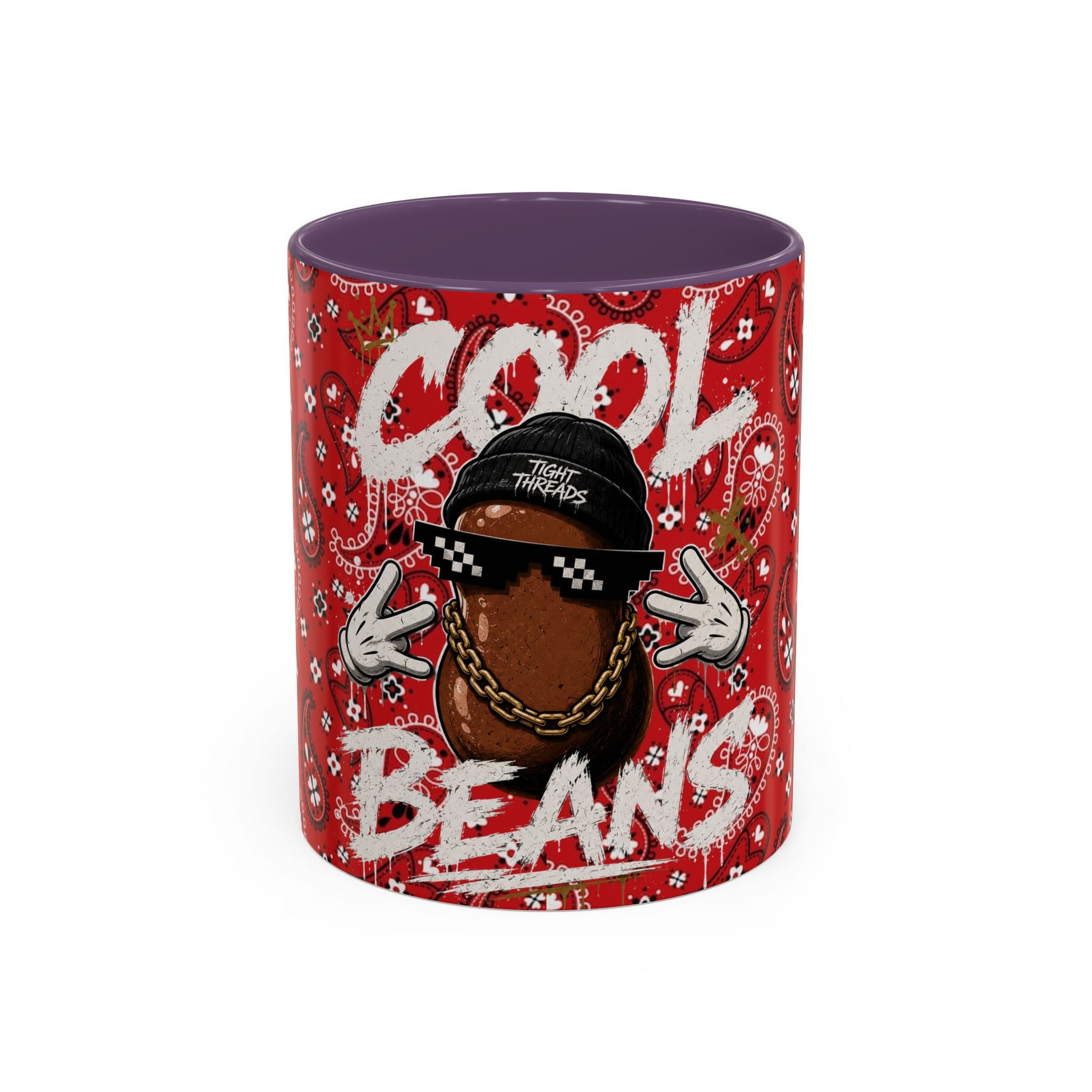 Cool Beans Mug | Red Bandana Coffee Cup, Hip-Hop Bean Graphic 11oz 15oz