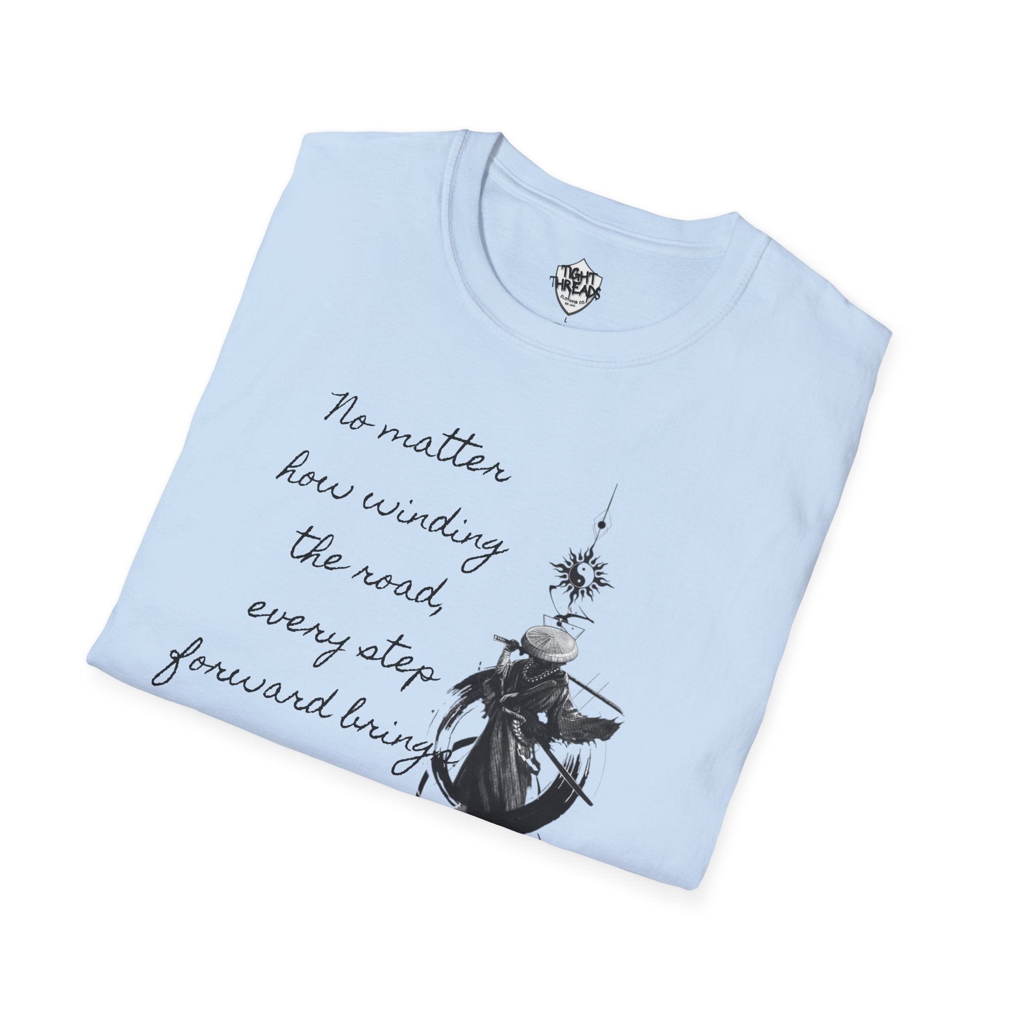 Samurai Unalome Inspirational Quote T-Shirt, Motivational Tee, Unique Graphic Shirt, Gift for Friends, Casual Wear, Unisex Softstyle Tee