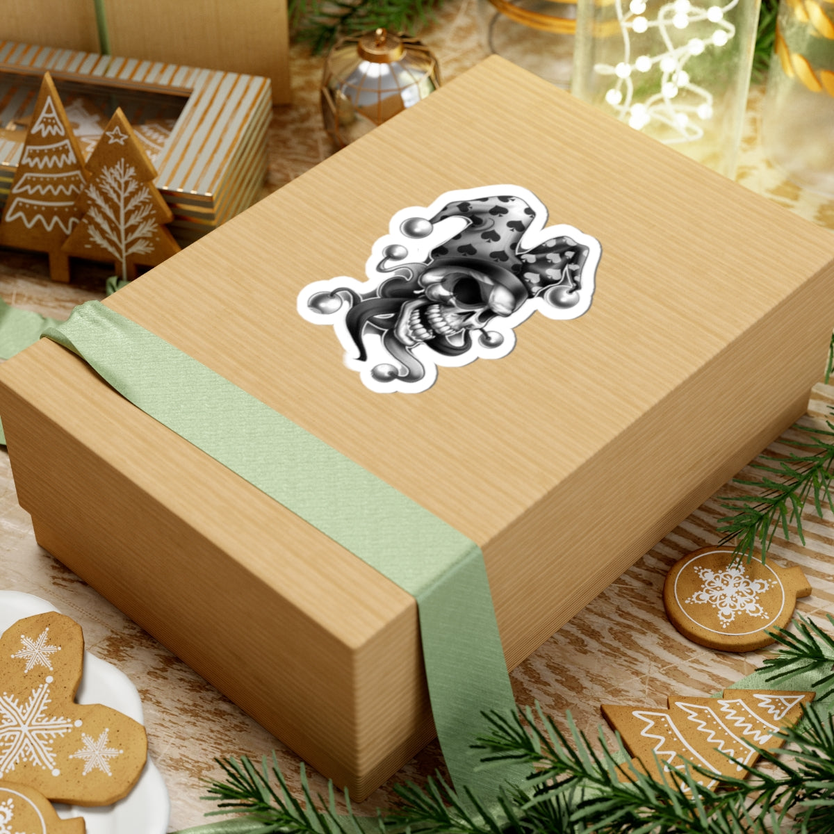 Jester Skull Stickers - Cool Laptop Decal, Goth Aesthetic Art, Dark Humor Gift, Halloween Decor, Unique Punk Accessories