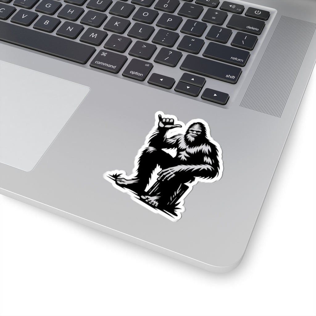 Hang Loose Bigfoot Kiss-Cut Stickers | Sasquatch Surfing Decal