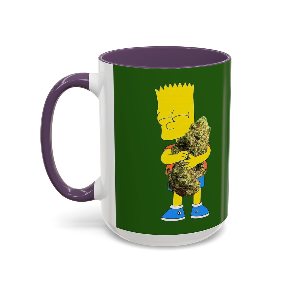 Leafy Green Lettering Accent Coffee Mug 11oz 15oz | Forest Background, Contrasting Handle