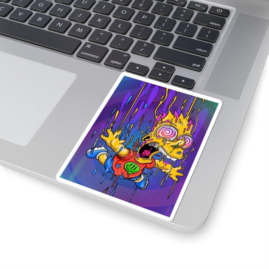 Psychedelic Meltdown Bart Kiss-Cut Sticker | Trippy Drip Art