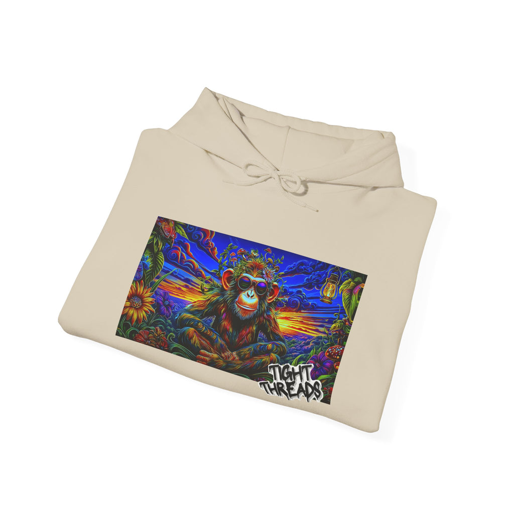 Colorful Cool Monkey Artistic Hoodie, Graphic Sweatshirt, Beach Vibe, Casual Streetwear, Cozy Gift, Unisex Hooded Sweatshirt