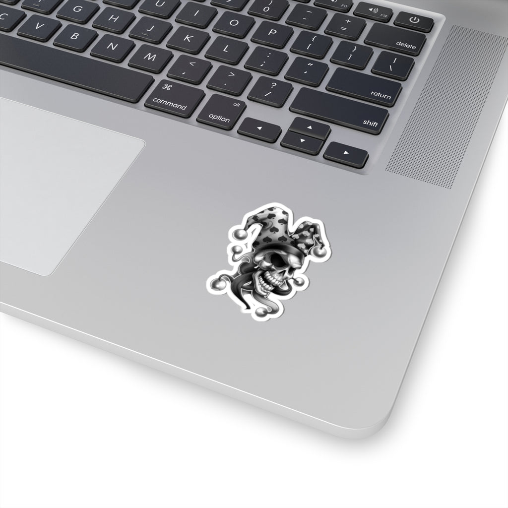 Jester Skull Stickers - Cool Laptop Decal, Goth Aesthetic Art, Dark Humor Gift, Halloween Decor, Unique Punk Accessories