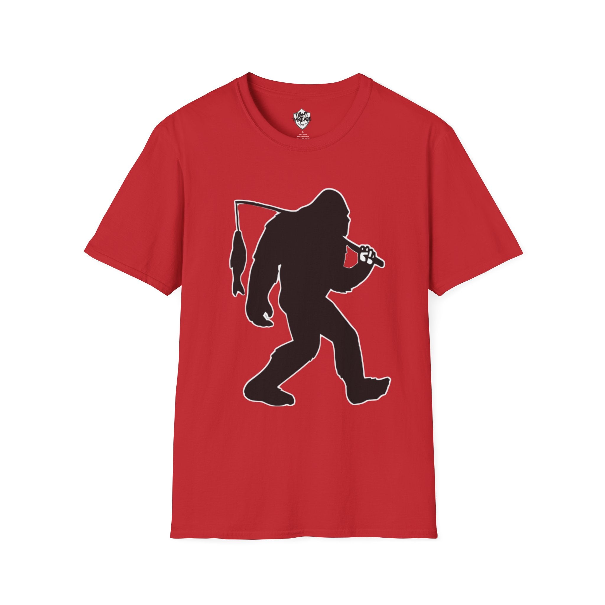 Bigfoot Fishing T-Shirt | Sasquatch Fisherman Silhouette