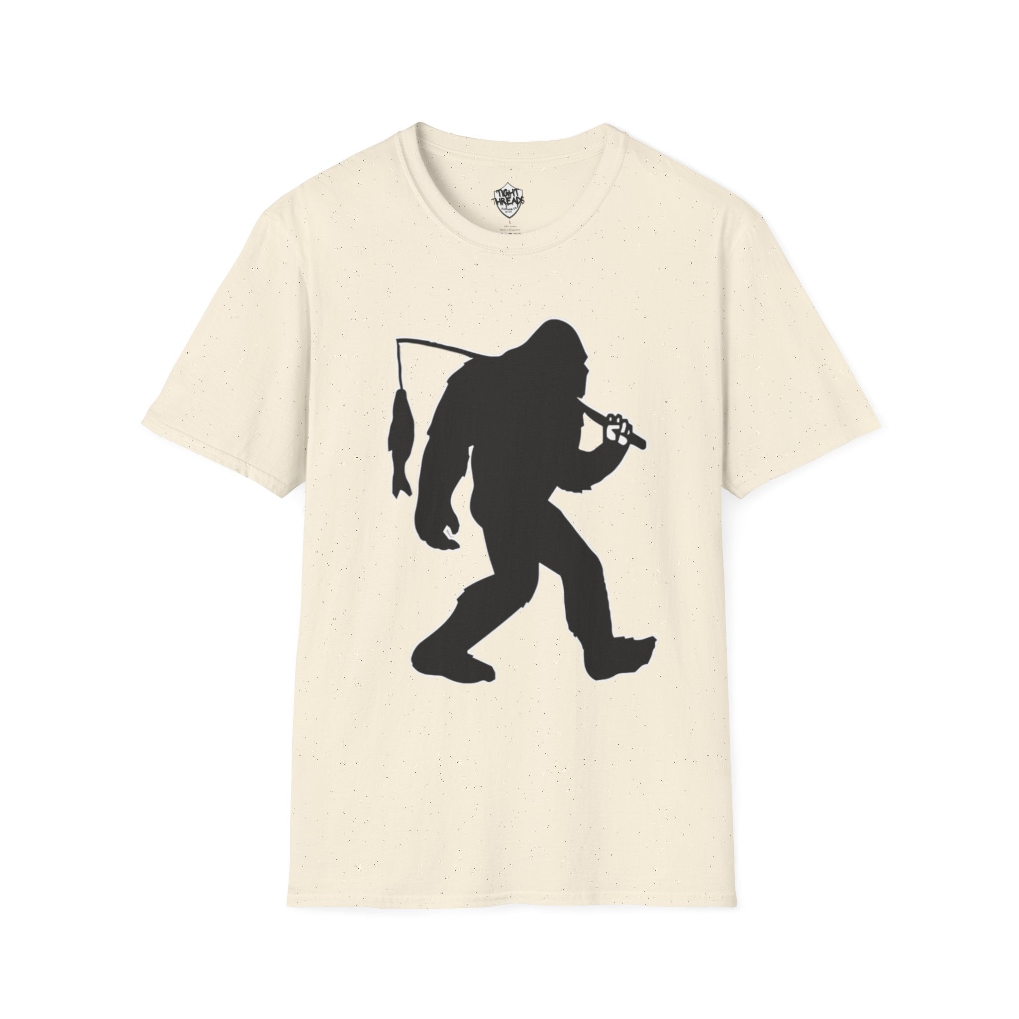 Bigfoot Fishing T-Shirt | Sasquatch Fisherman Silhouette