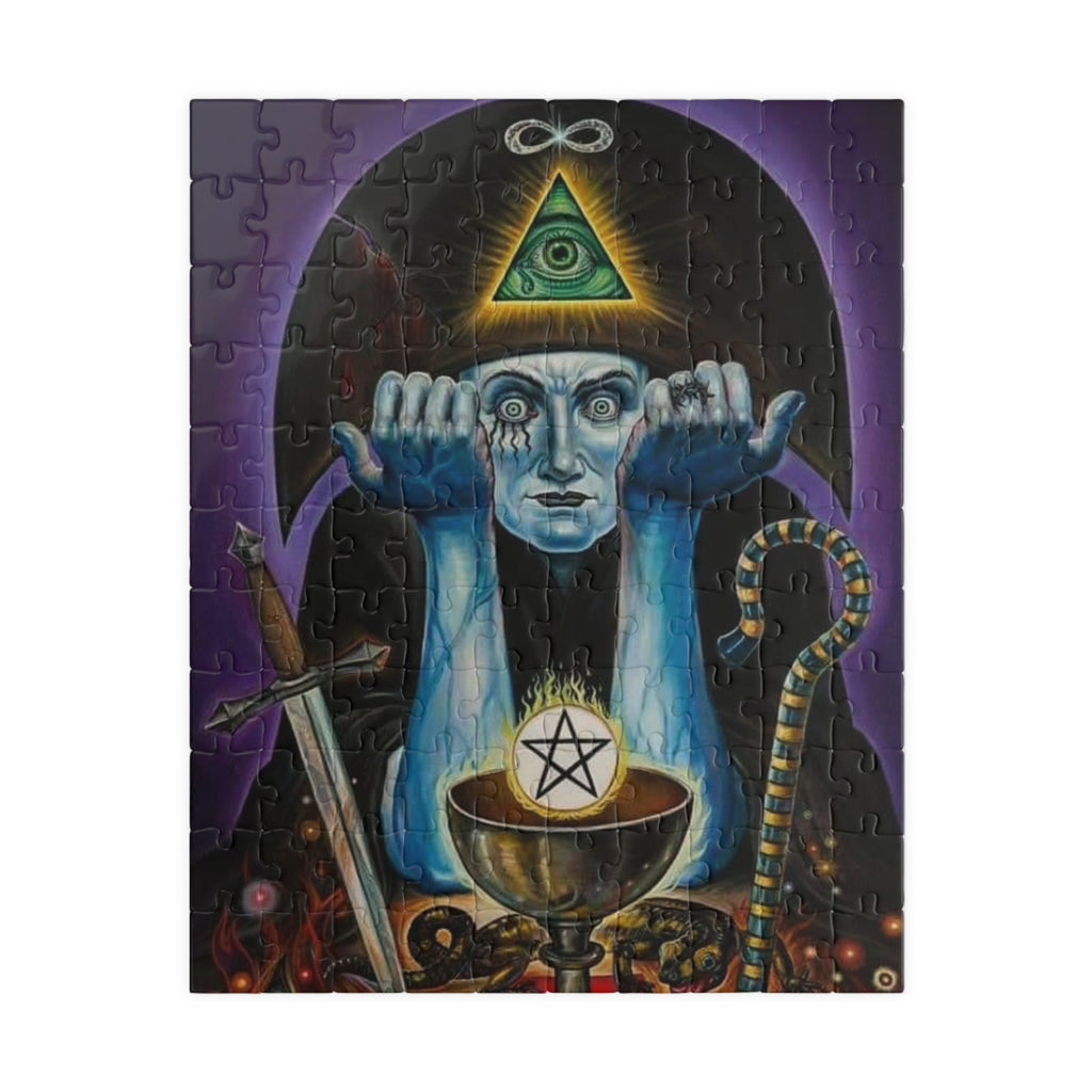 Occult Tarot Illustration Puzzle 520 Piece | Mystic Eye Pentagram Chalice Puzzle