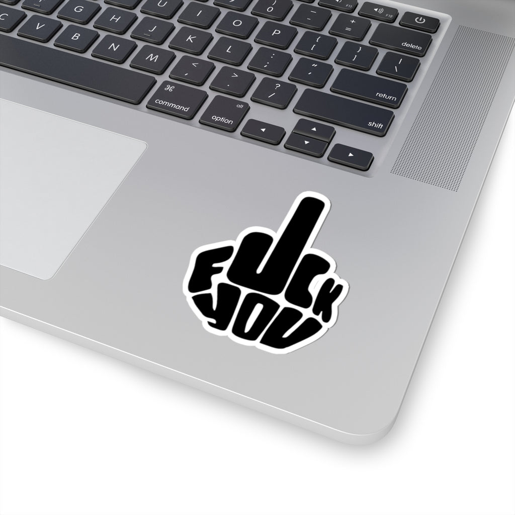Middle Finger Graphic Sticker | Kiss-Cut Sticker, Profanity Design, Black White