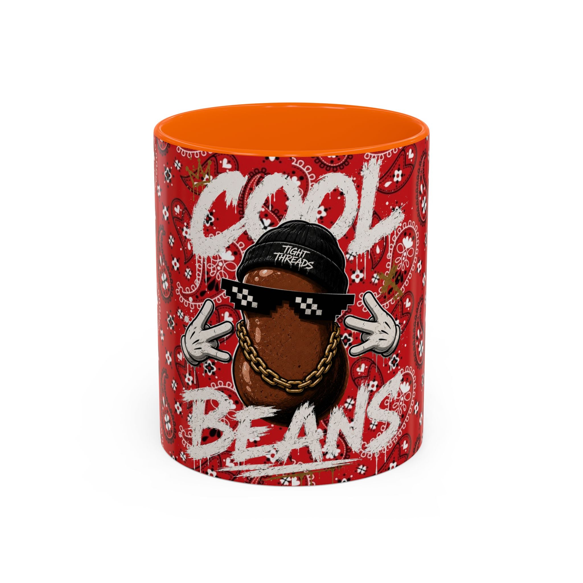 Cool Beans Mug | Red Bandana Coffee Cup, Hip-Hop Bean Graphic 11oz 15oz