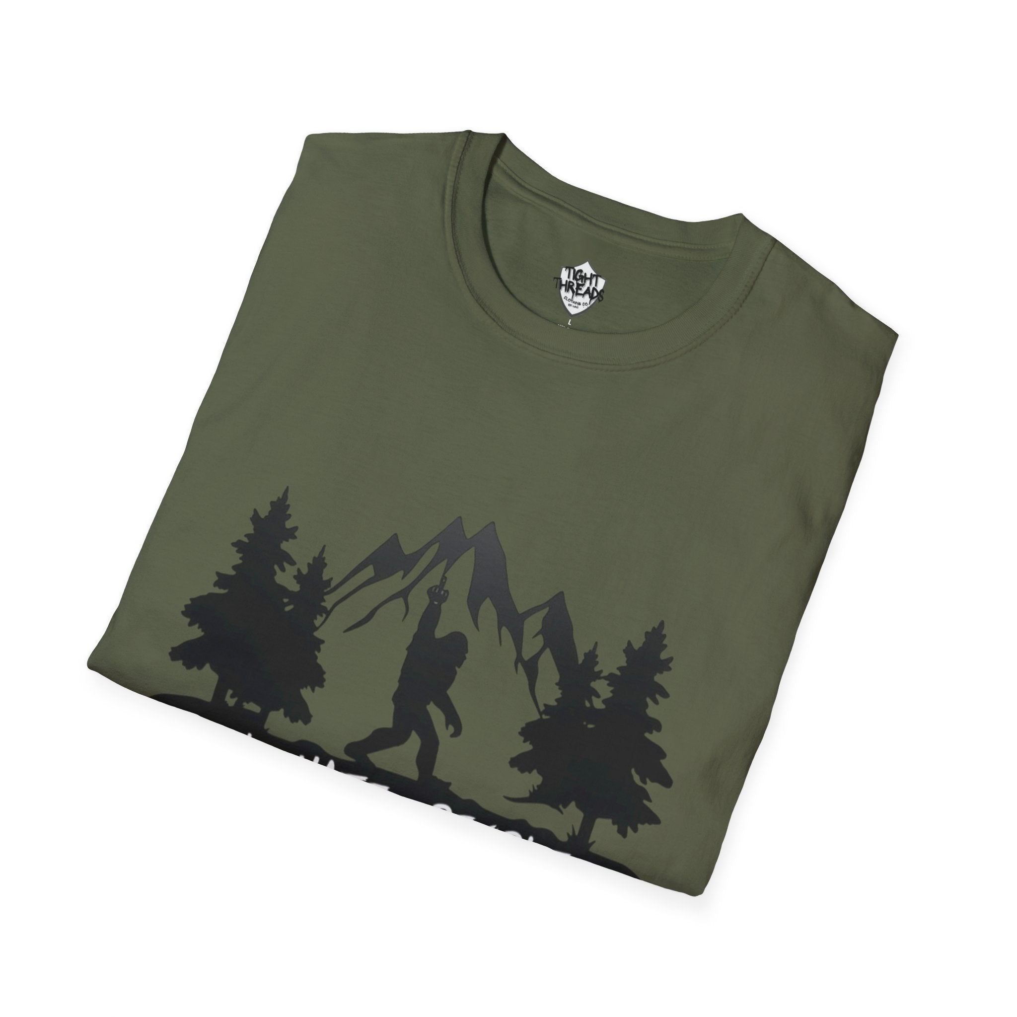 Bigfoot I Hate People mountain silhouette T-Shirt | hiker outdoors trees
