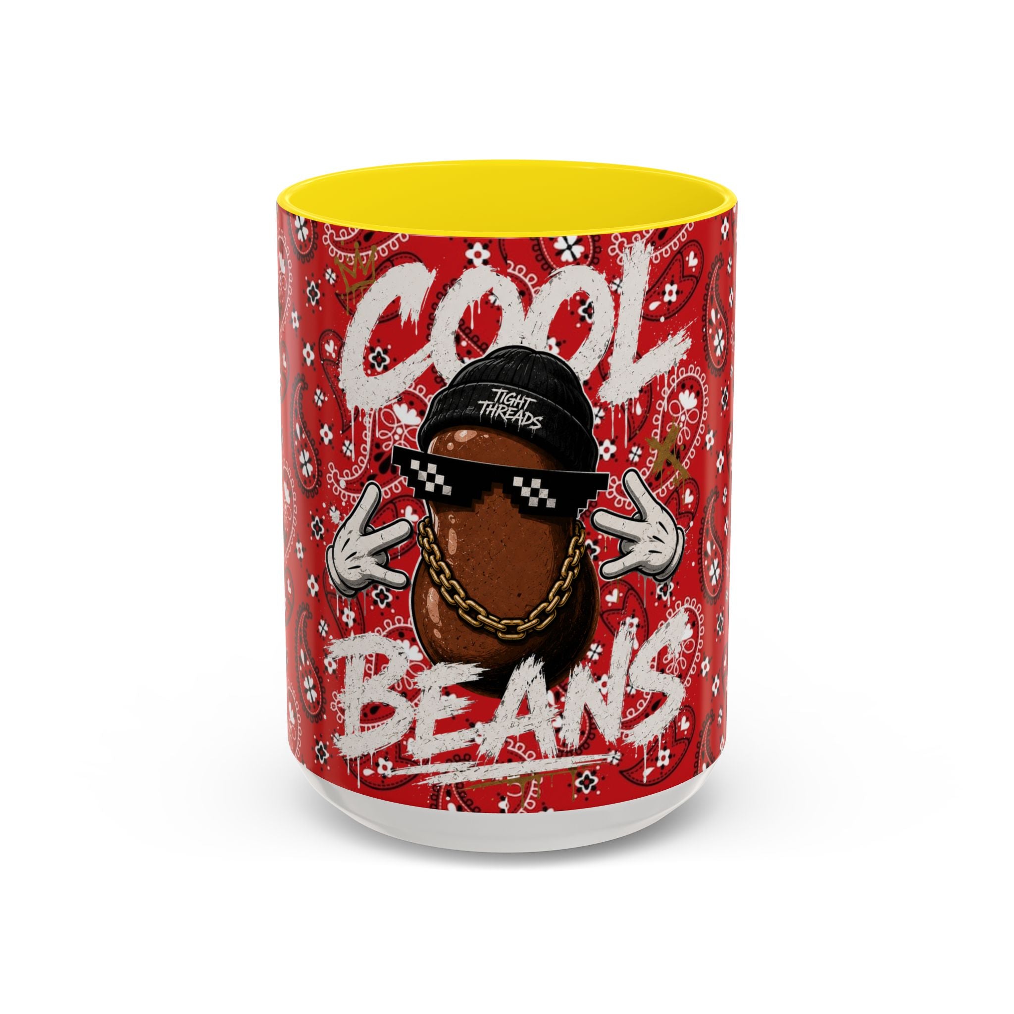 Cool Beans Mug | Red Bandana Coffee Cup, Hip-Hop Bean Graphic 11oz 15oz